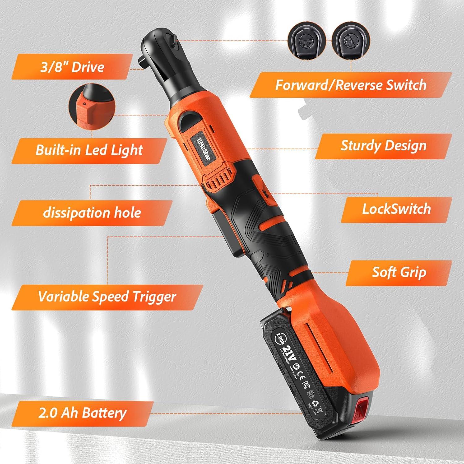 Llave de Carraca Eléctrica Inalámbrica Taskstar 3/8" 80 N.m
