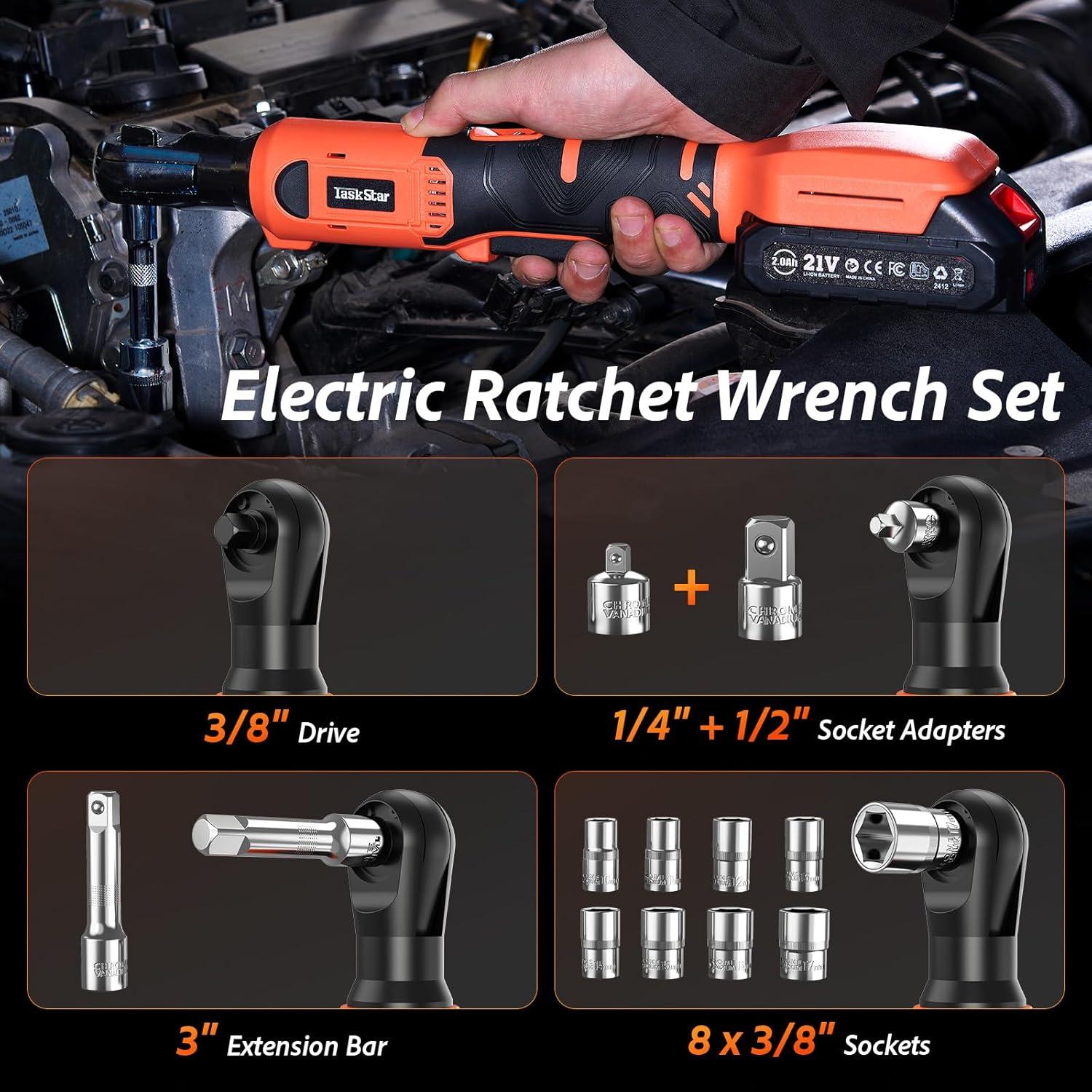 Llave de Carraca Eléctrica Inalámbrica Taskstar 3/8" 80 N.m