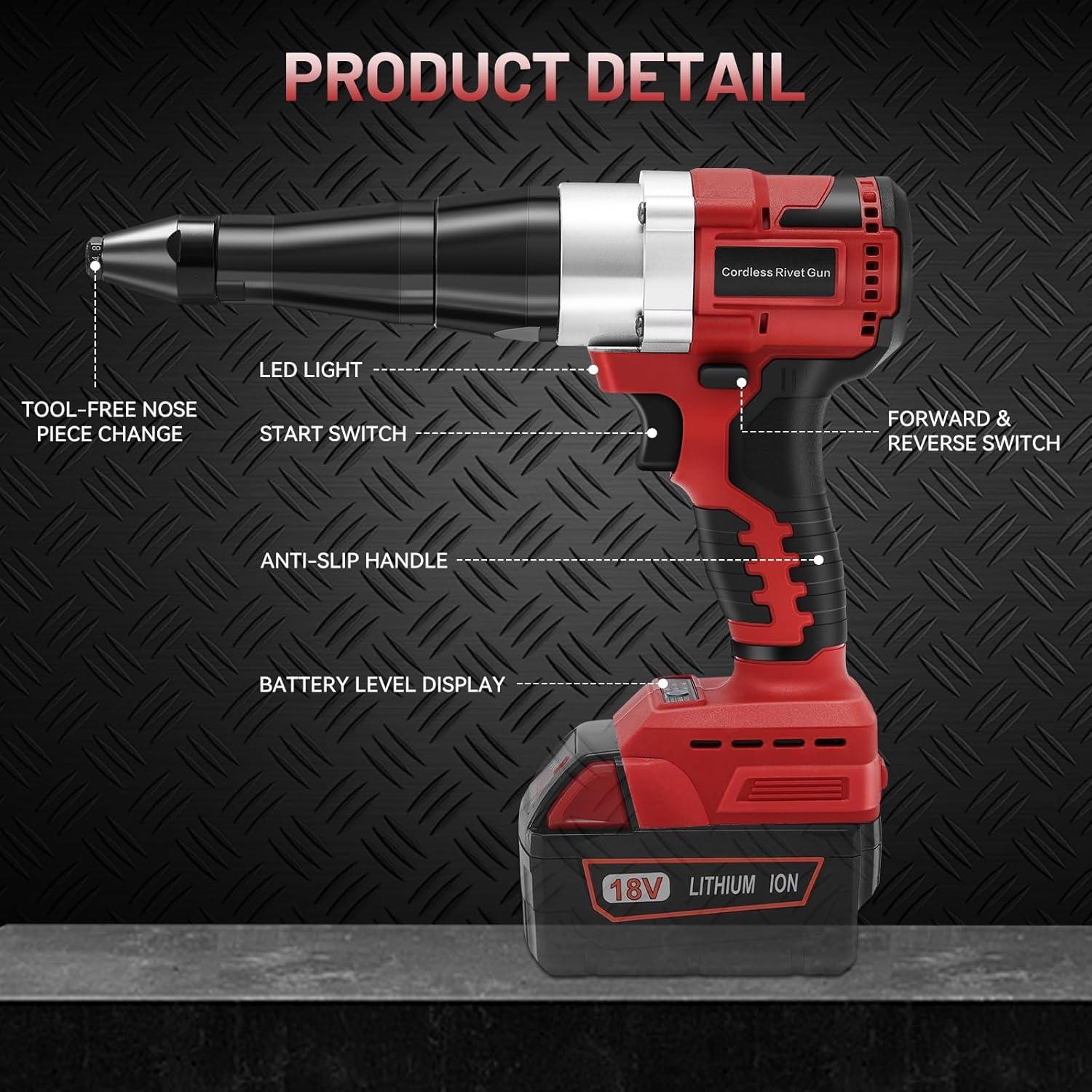 Pistola de Remaches Inalámbrica Labfintom 18V Sin Batería