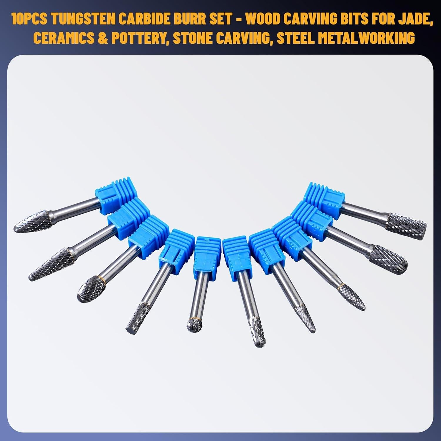 Juego de Fresas de Carburo YISINIUTUO 10 Piezas 6.35mm