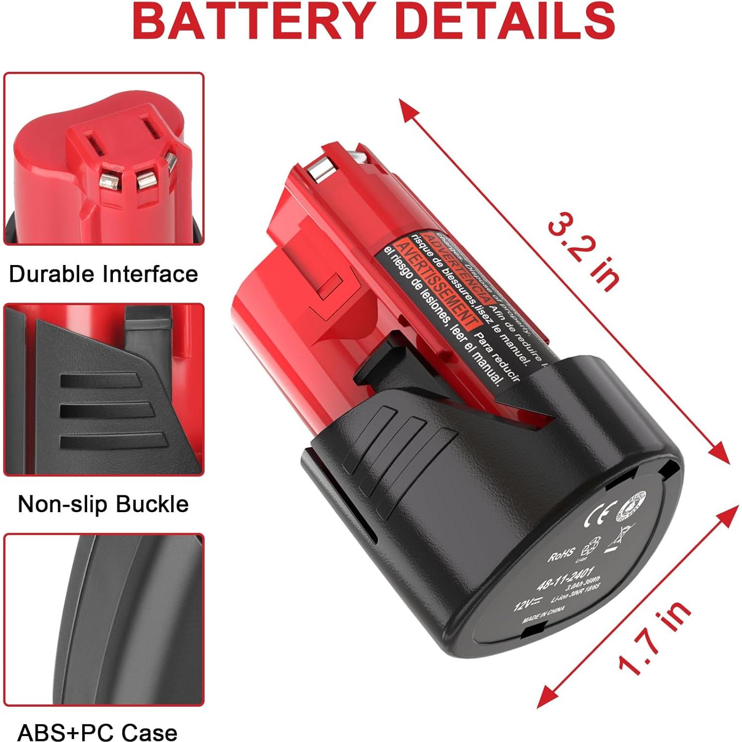 Batería de Reemplazo 12V Ziment M-12 3.0Ah - 2 Paquetes