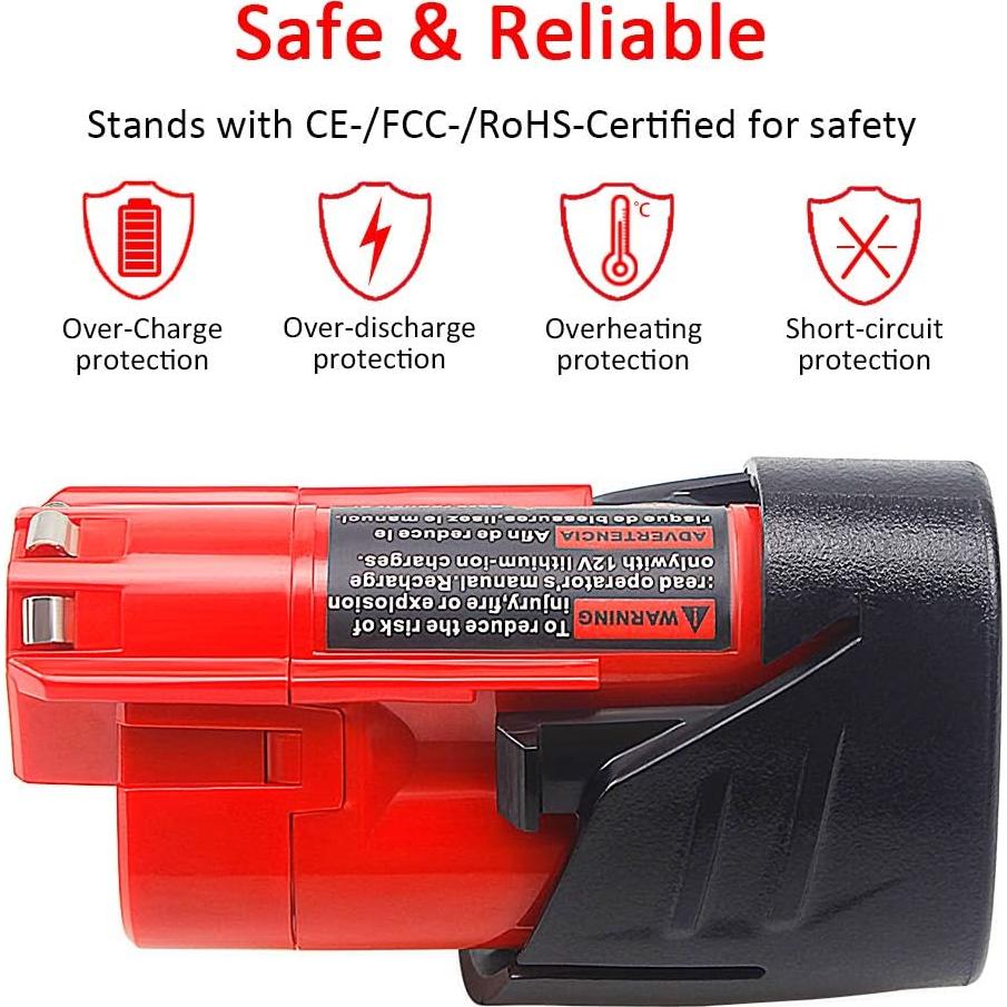 Batería de Reemplazo Waitley 12V 3.0Ah Li-Ion Compatible Milwaukee