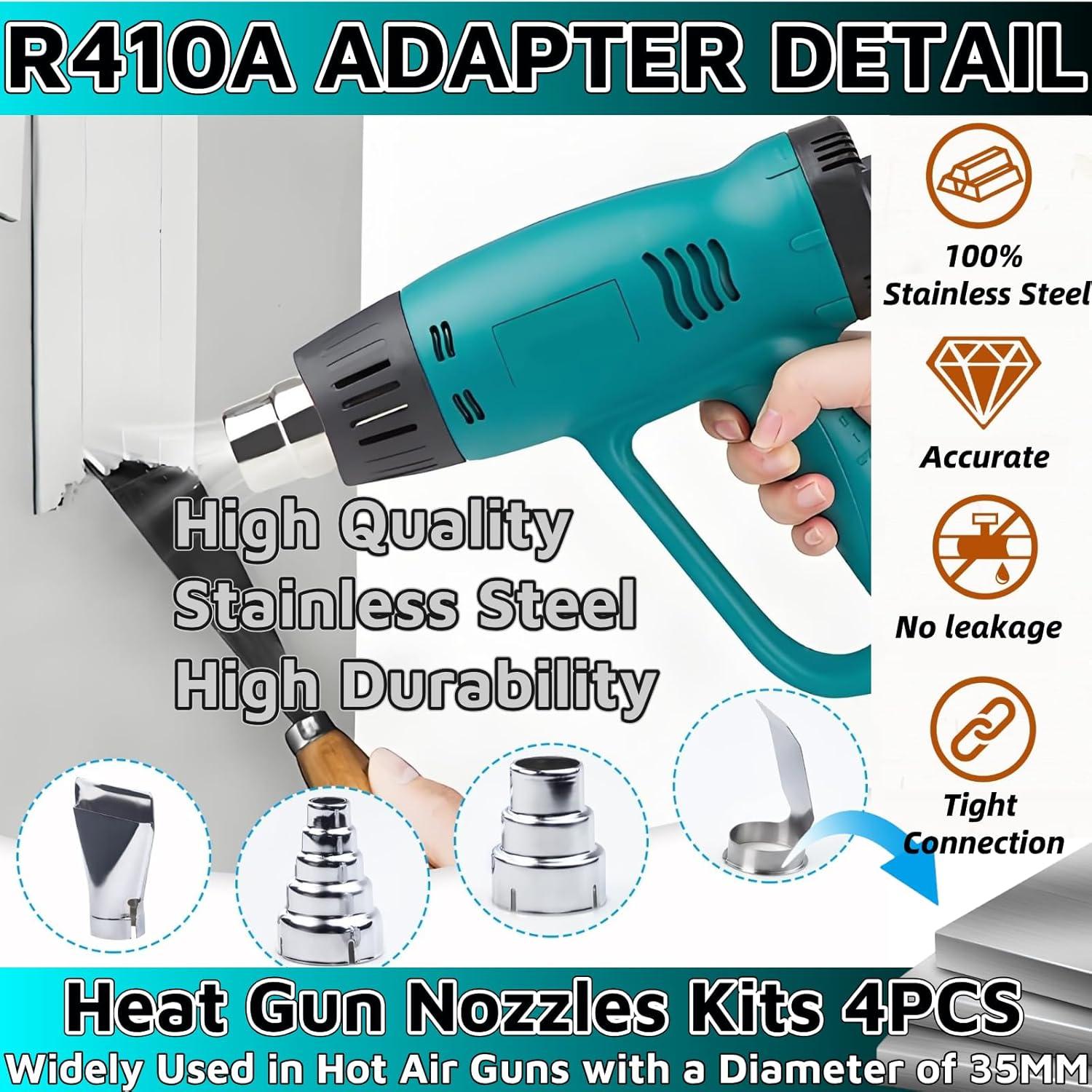 Kit de Boquillas para Pistola de Calor 4 Pcs 35mm Acero Inoxidable