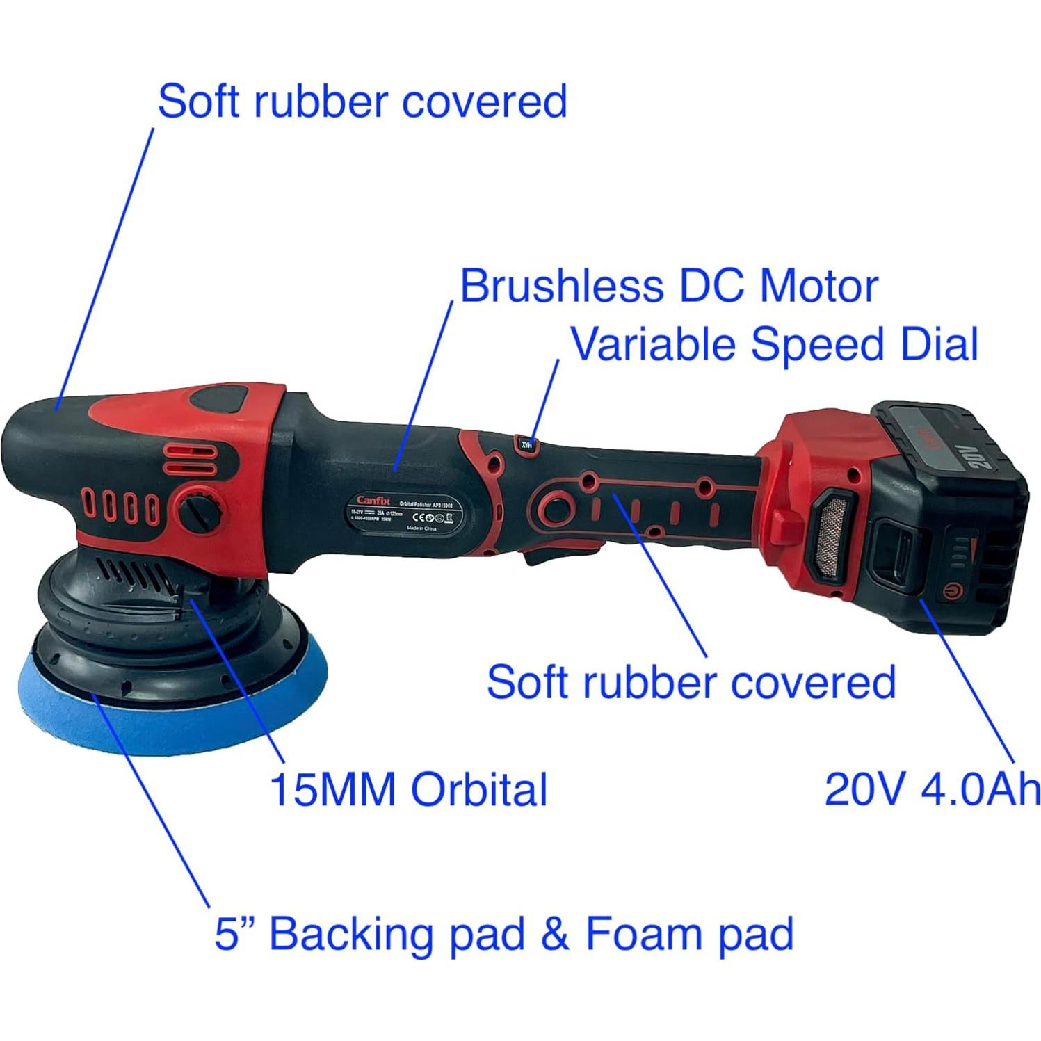 Pulidor de Coche Inalámbrico Canfix 20V 15MM con Baterías