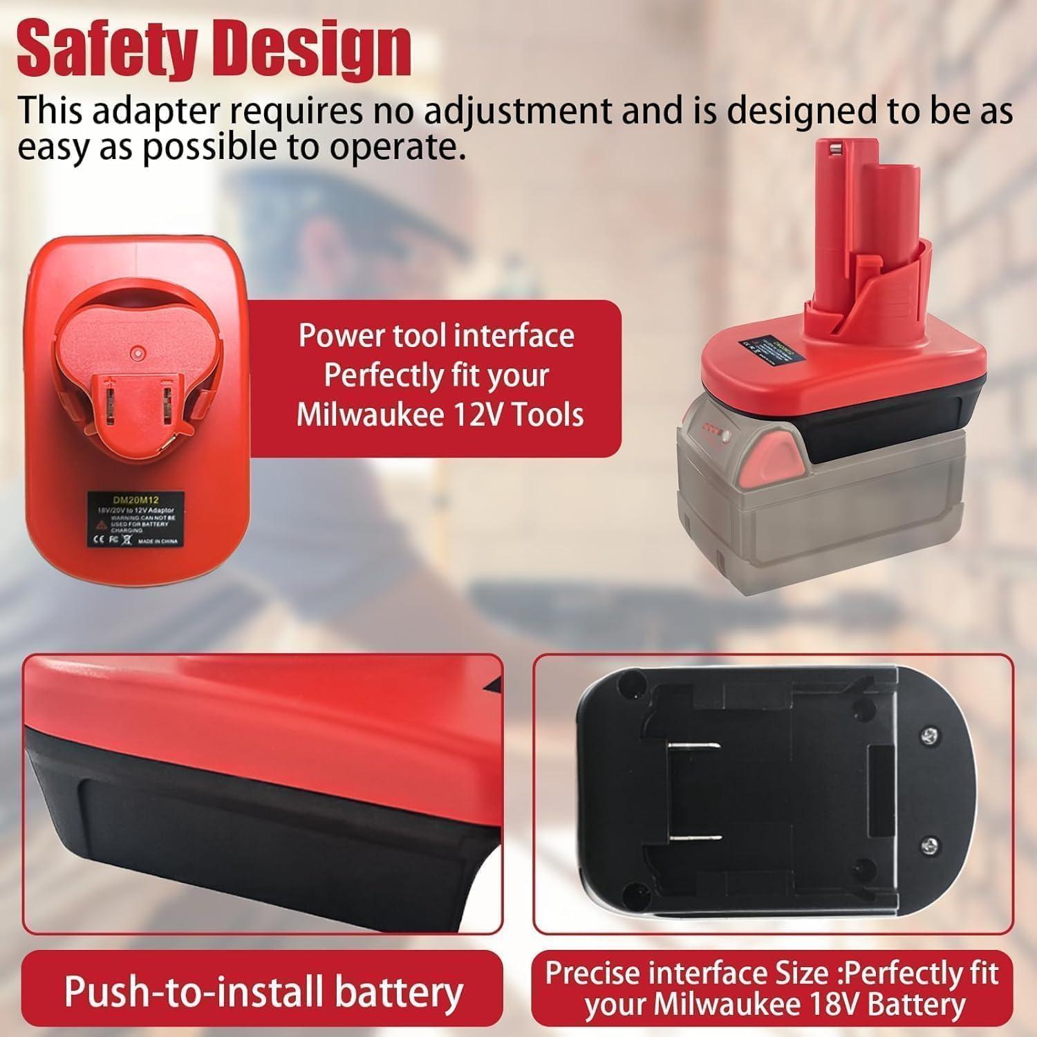 Adaptador Batería DeWalt 20V a Milwaukee M12 12V
