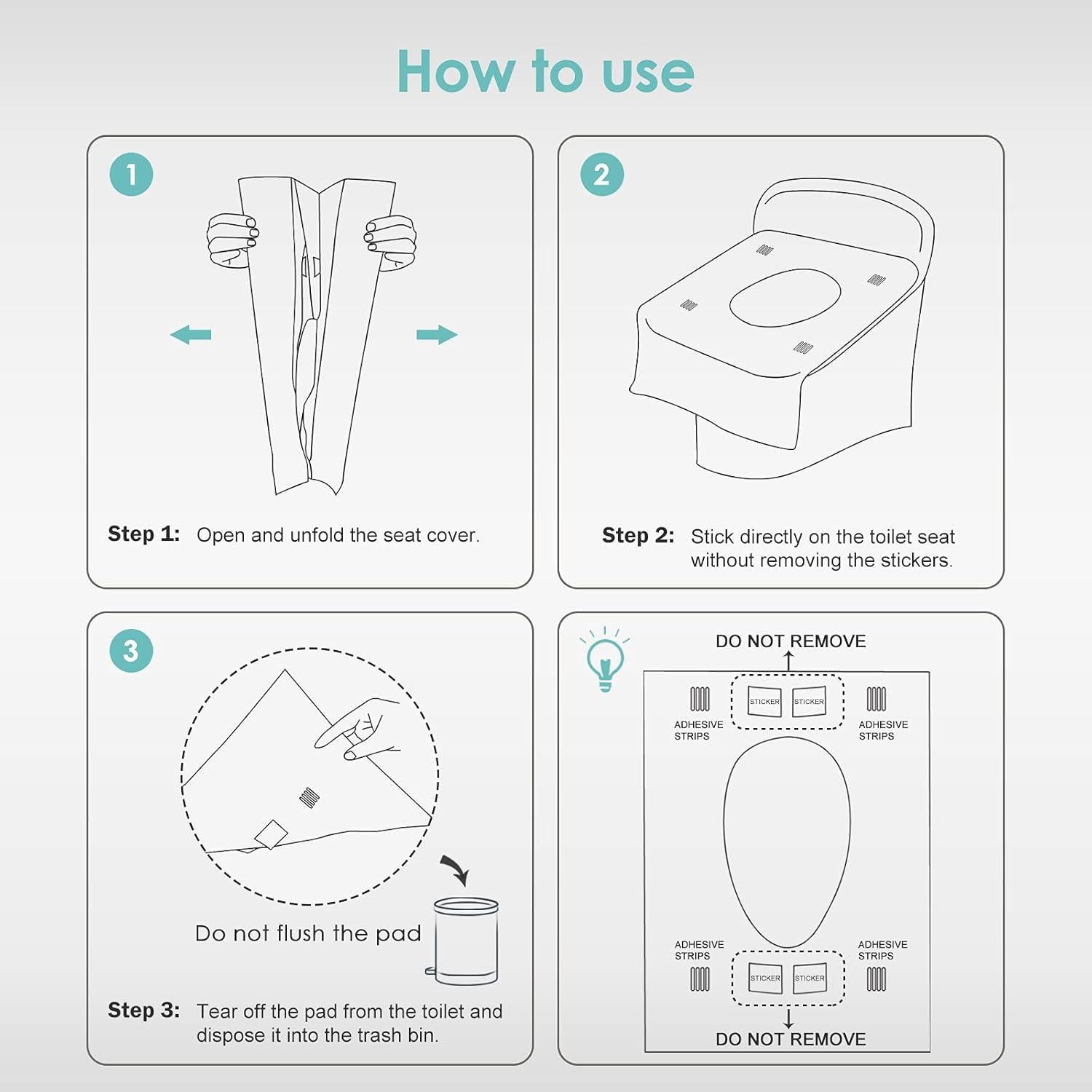 Cubiertas de Asiento de Inodoro Desechables TRIPTIPS 60 Unidades XL