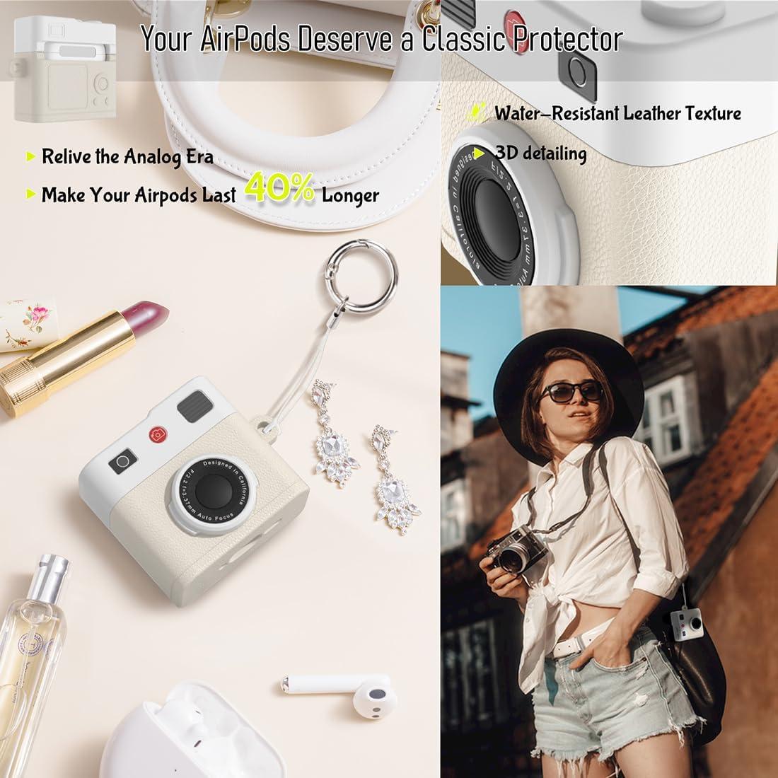 Funda de Silicona Beige para AirPods 4 con Accesorios