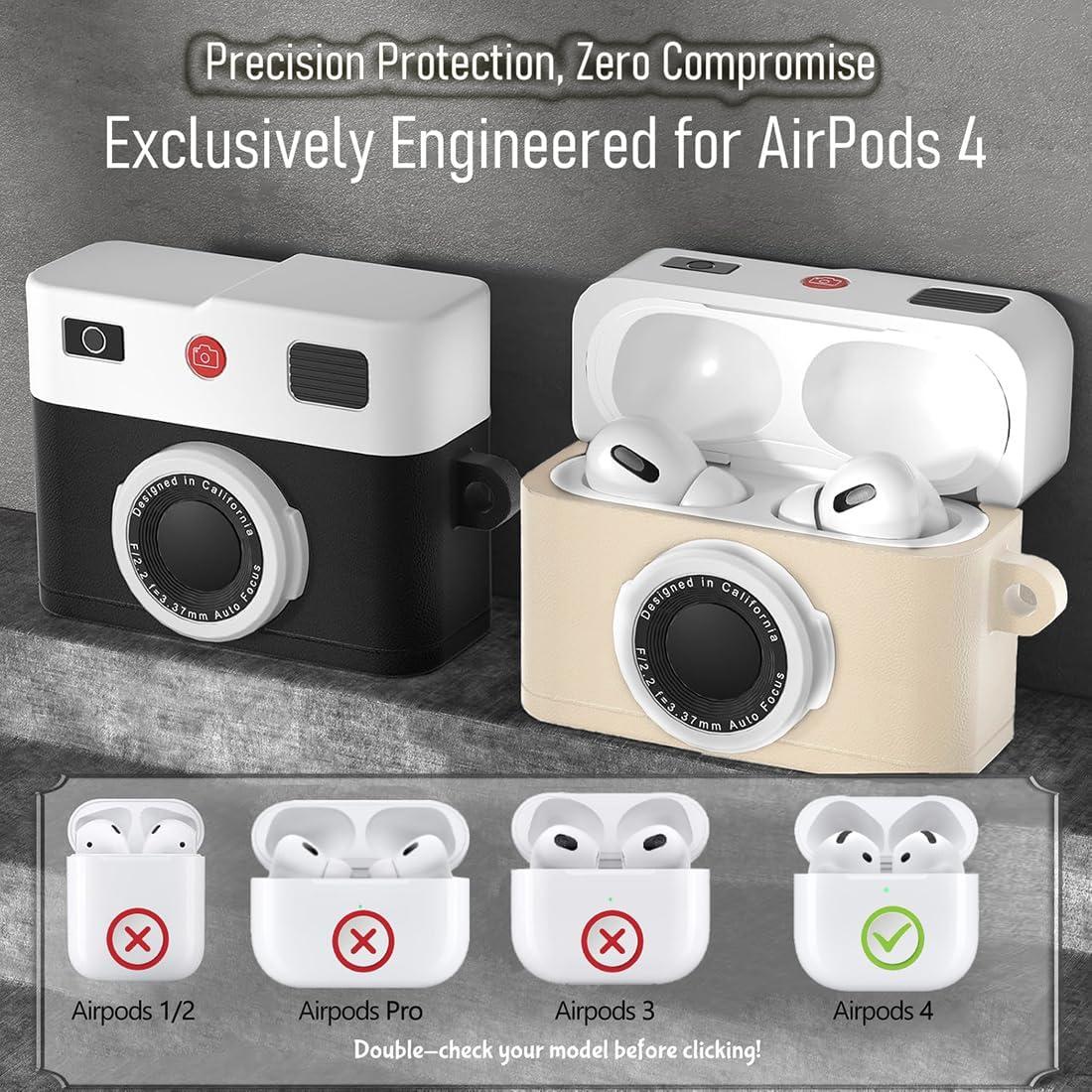 Funda de Silicona Beige para AirPods 4 con Accesorios