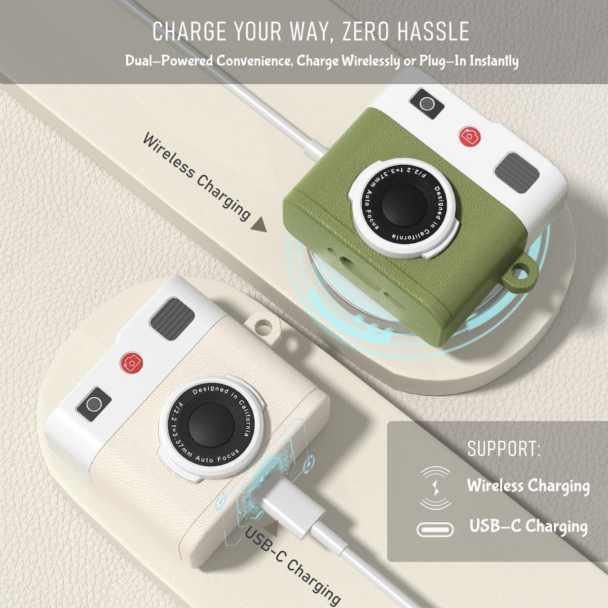 Funda de Silicona Beige para AirPods 4 con Accesorios