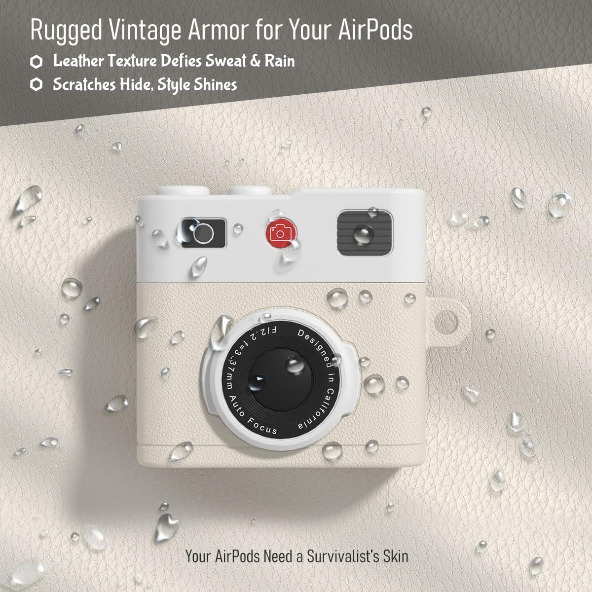 Funda de Silicona Beige para AirPods 4 con Accesorios