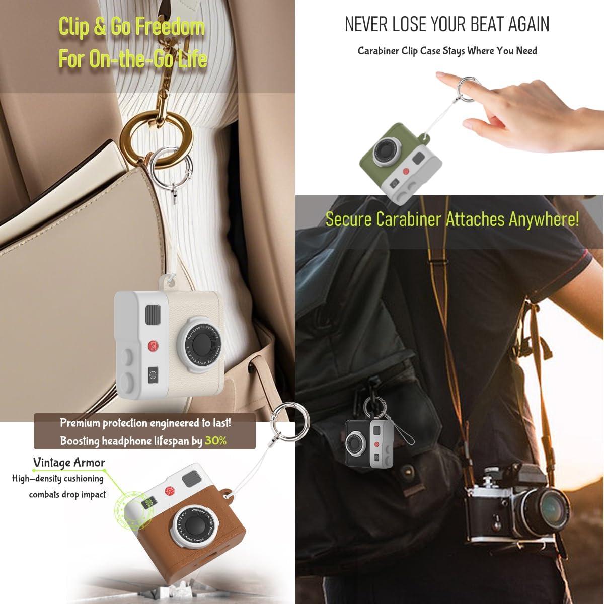 Funda de Silicona Beige para AirPods 4 con Accesorios