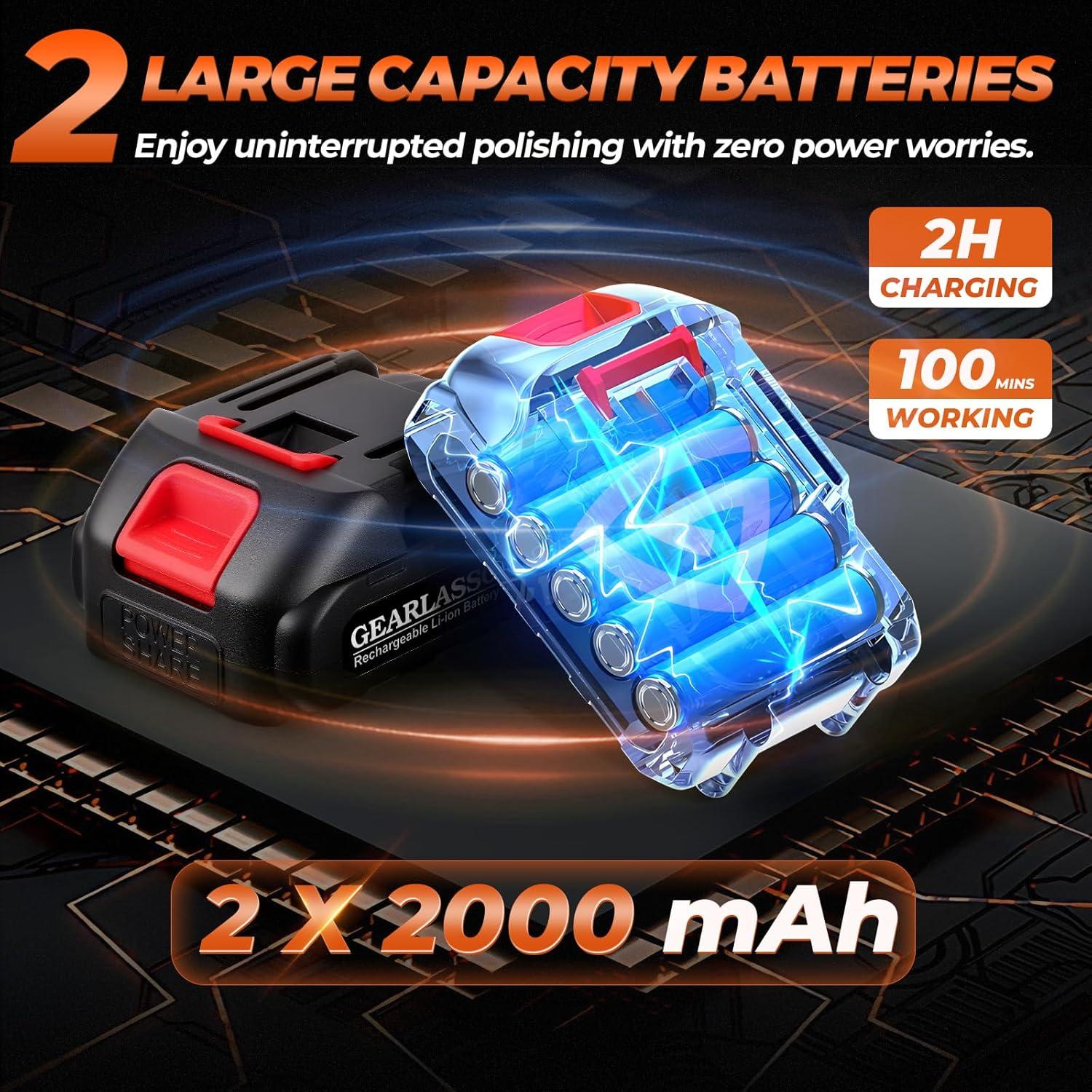 Pulidor Inalámbrico GEARLASSO 21V 6000 RPM con Kit 17 Piezas