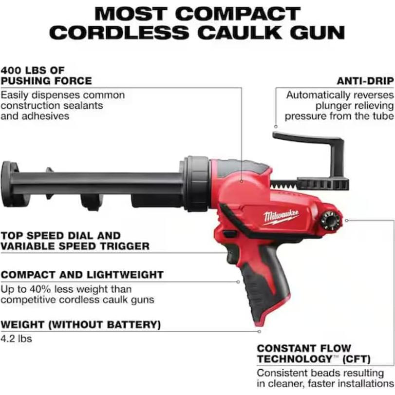 Pistola de Calafateo Milwaukee M12 10 oz Inalámbrica 1.87 kg