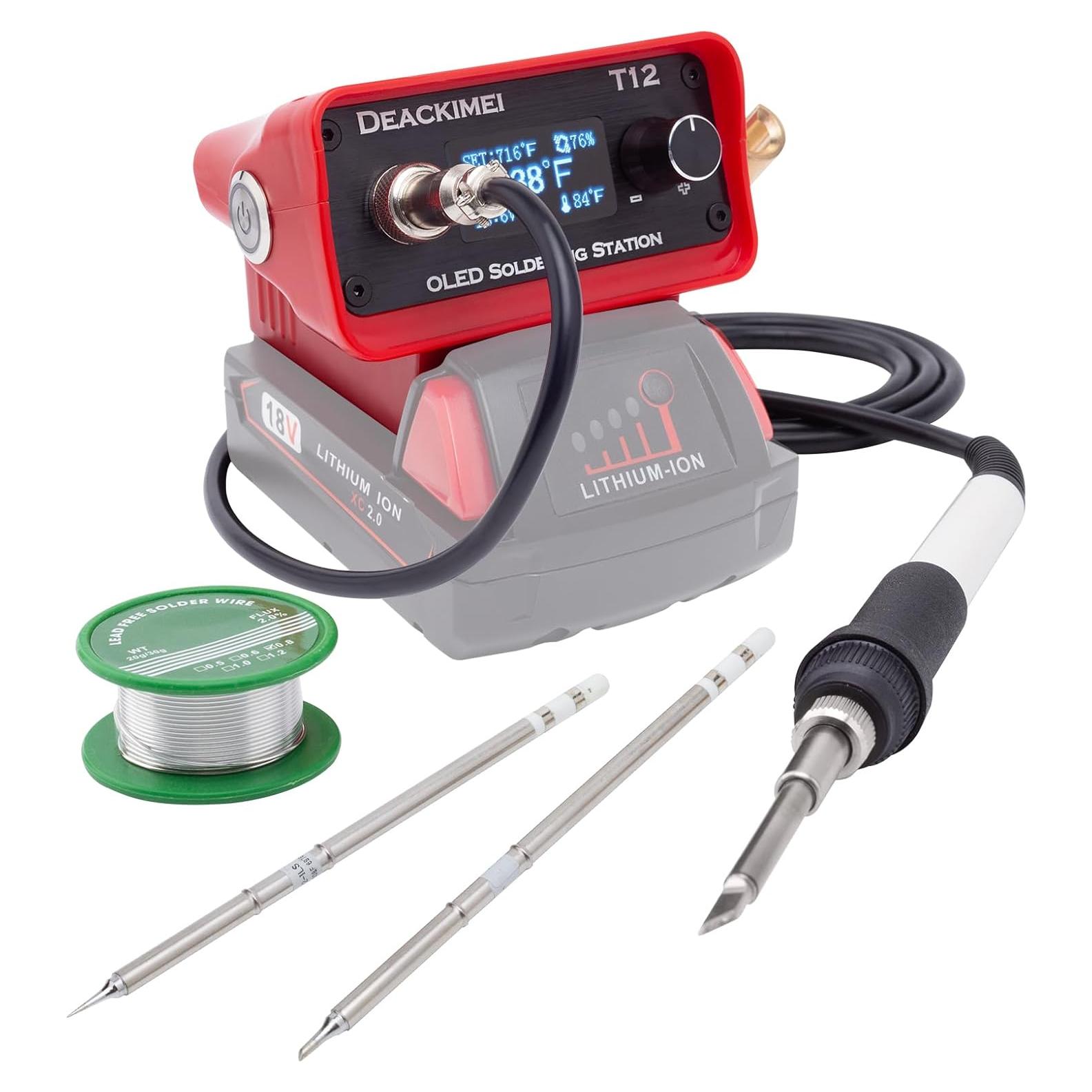 Estación de Soldadura Inalámbrica Deackimei 18V, 3 Puntas, Control T°