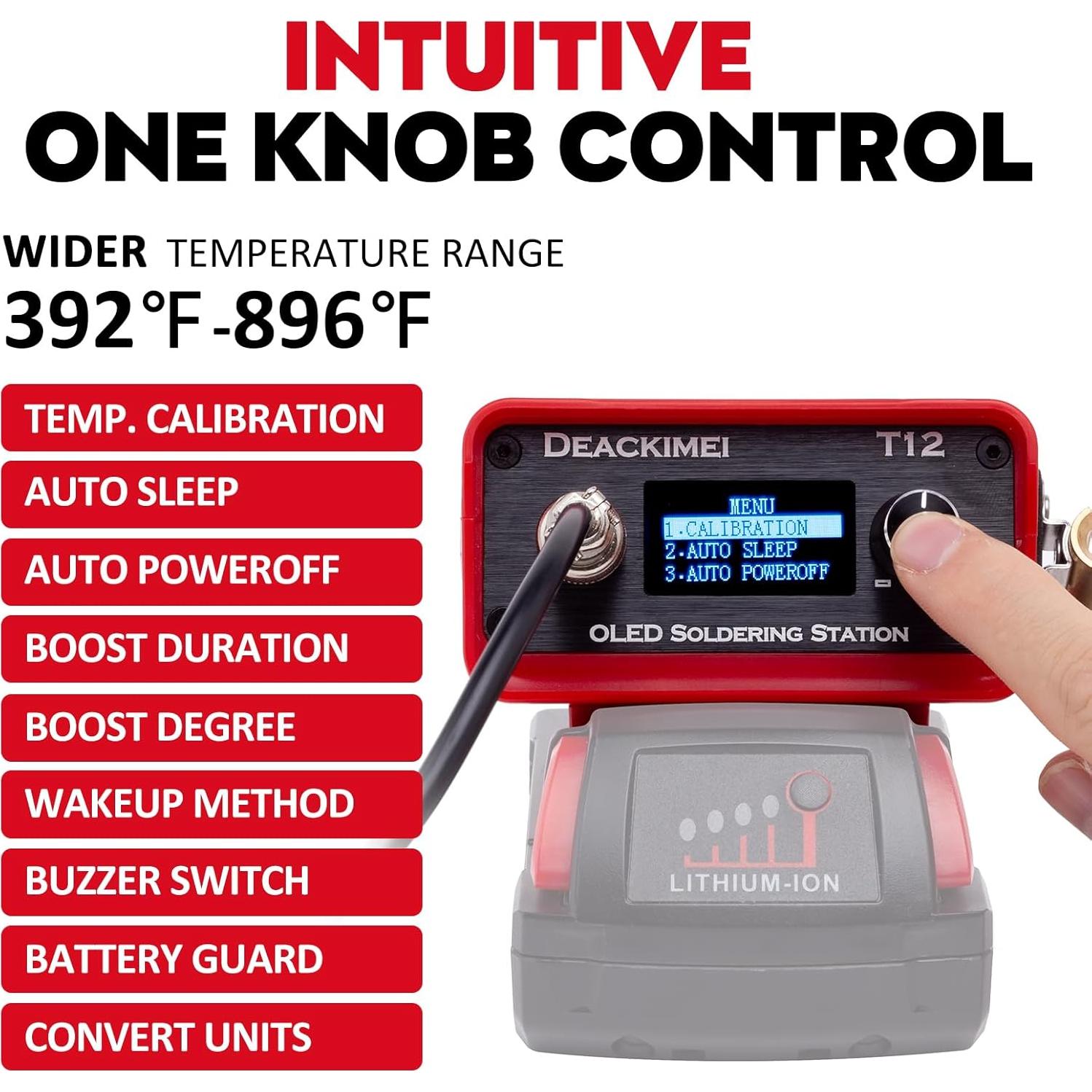 Estación de Soldadura Inalámbrica Deackimei 18V, 3 Puntas, Control T°