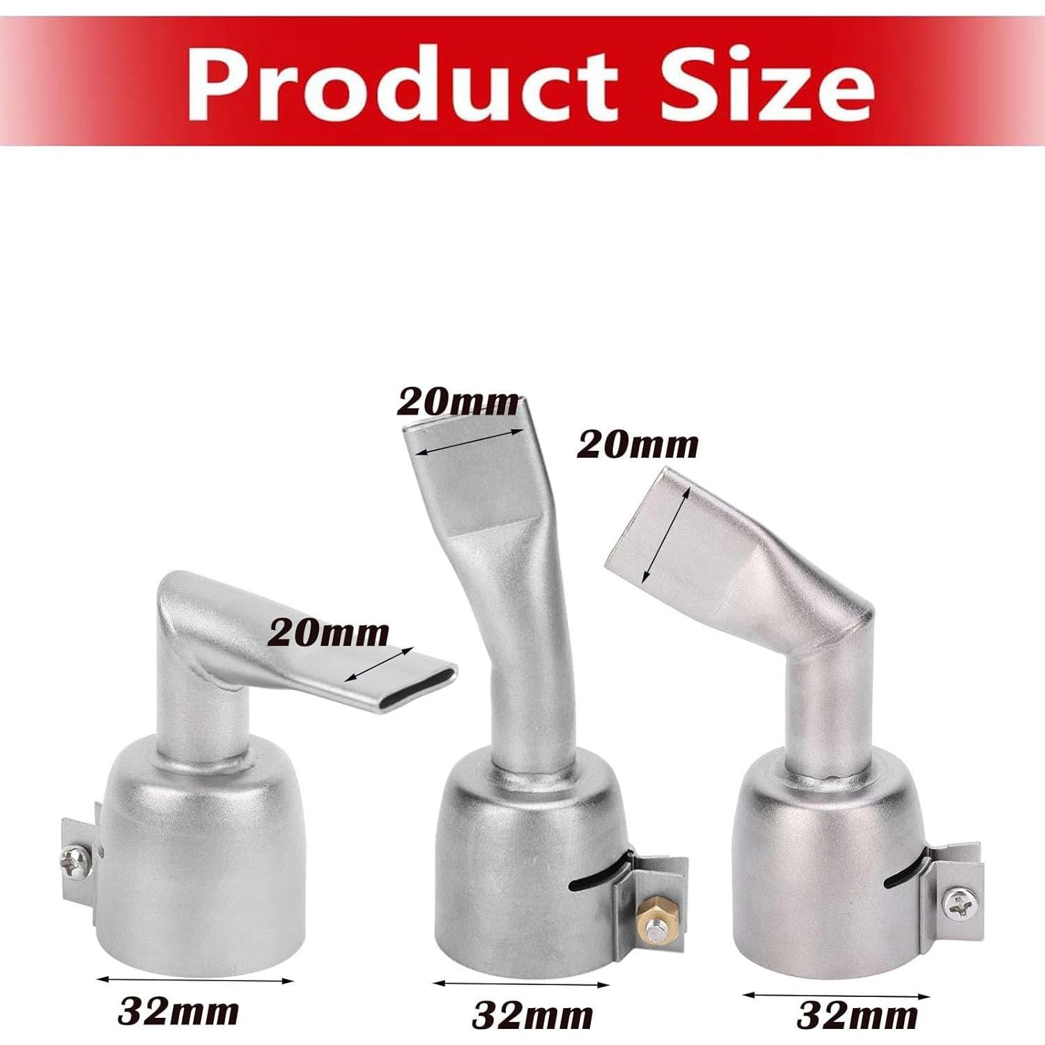 3 Boquillas de Soldadura de Aire Caliente Acero Inoxidable 20mm
