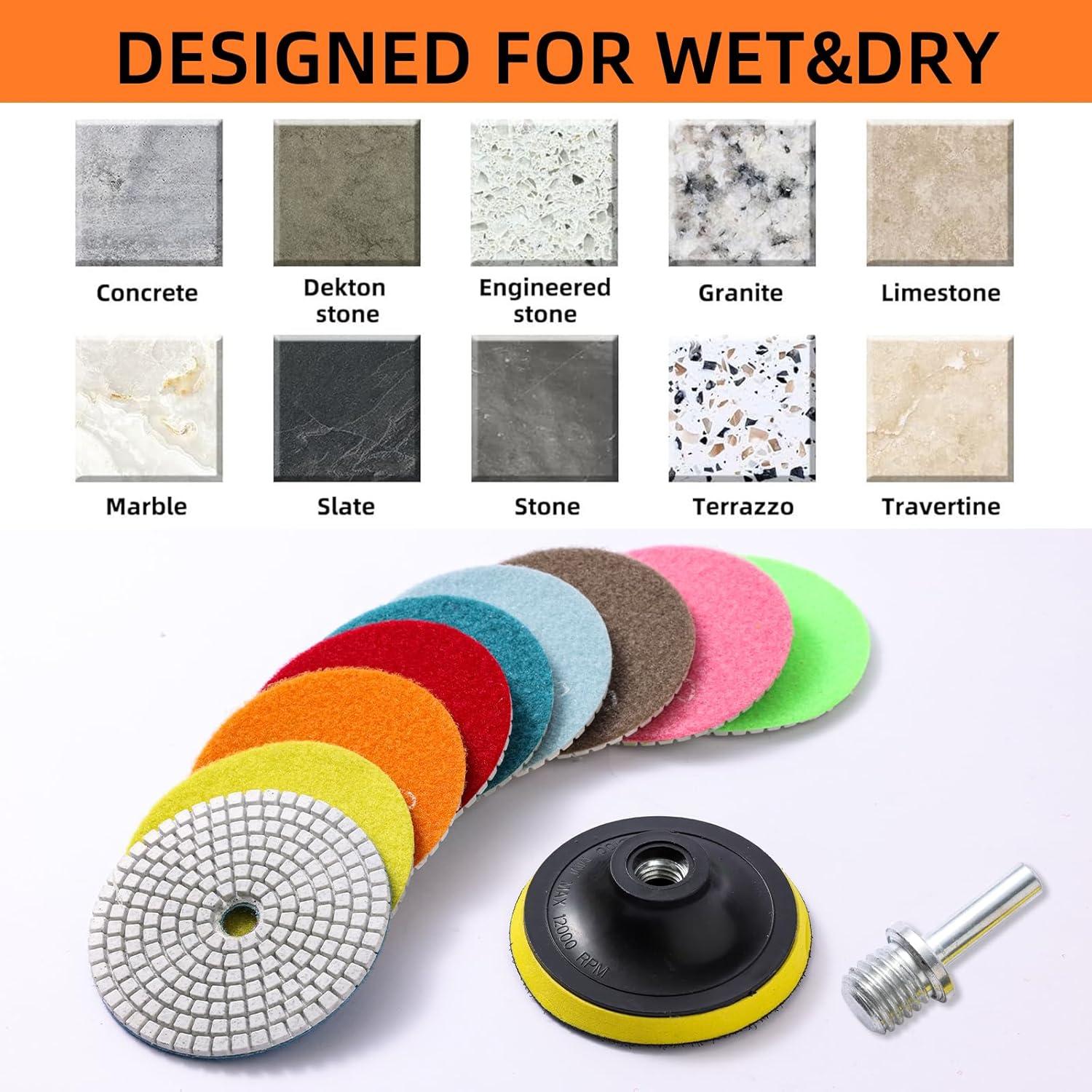 Juego de 13 almohadillas de pulido XKDOUS 4" grano 50-8000