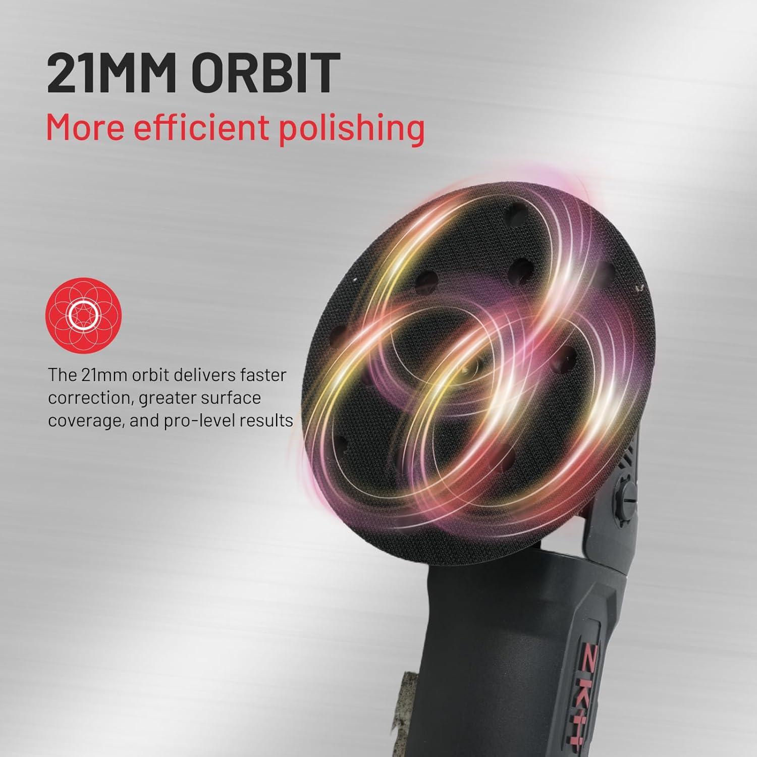 Pulidor ZKH 1000W 6" Orbital 21mm 4800 OPM para Automóviles