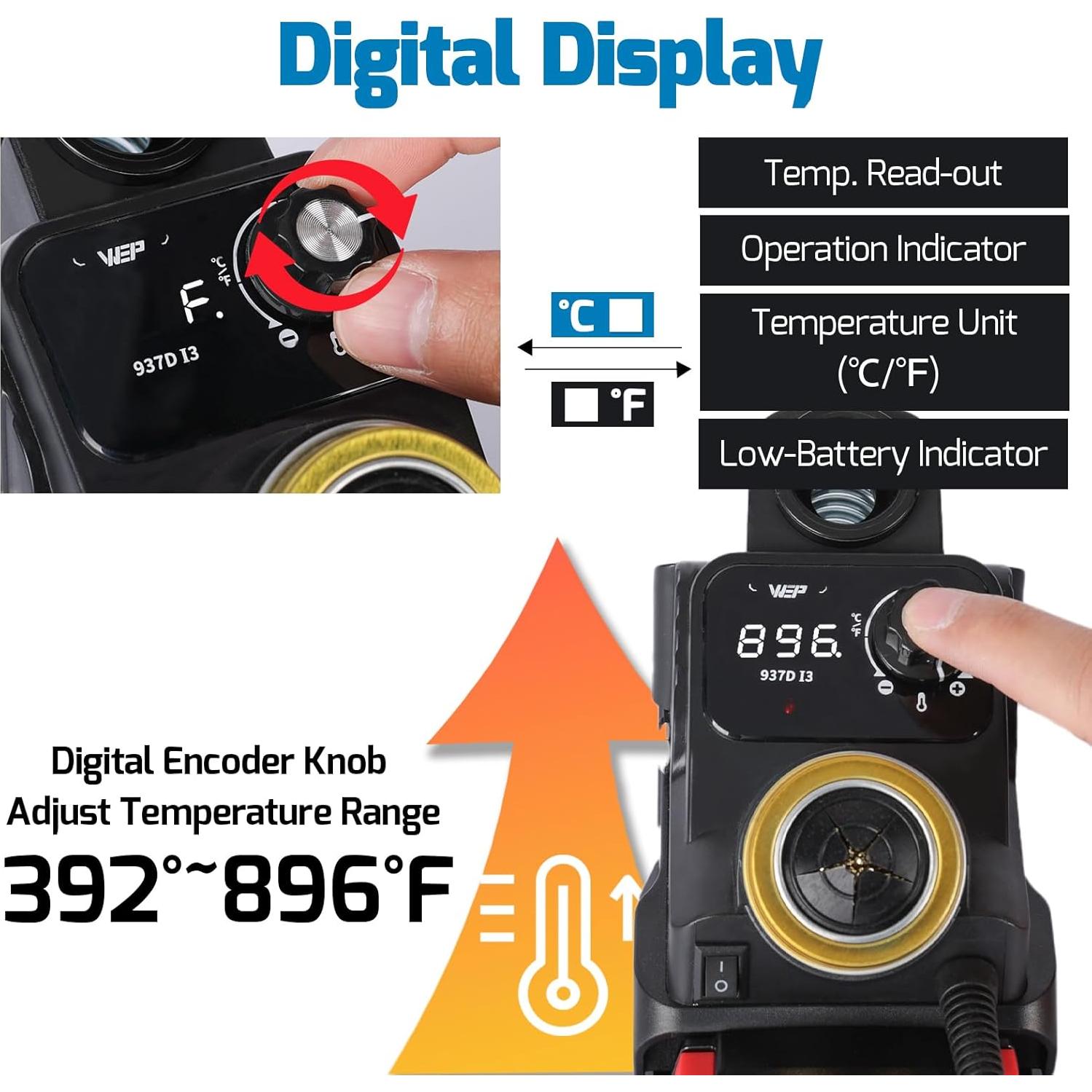 Estación de Soldadura Inalámbrica WEP 937D-I 3 20V con Pantalla Digital