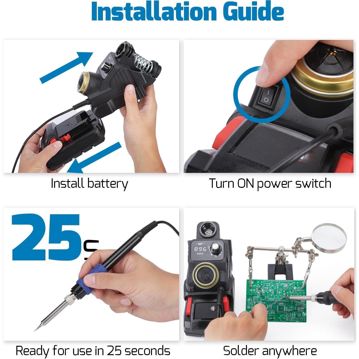 Estación de Soldadura Inalámbrica WEP 937D-I 3 20V con Pantalla Digital