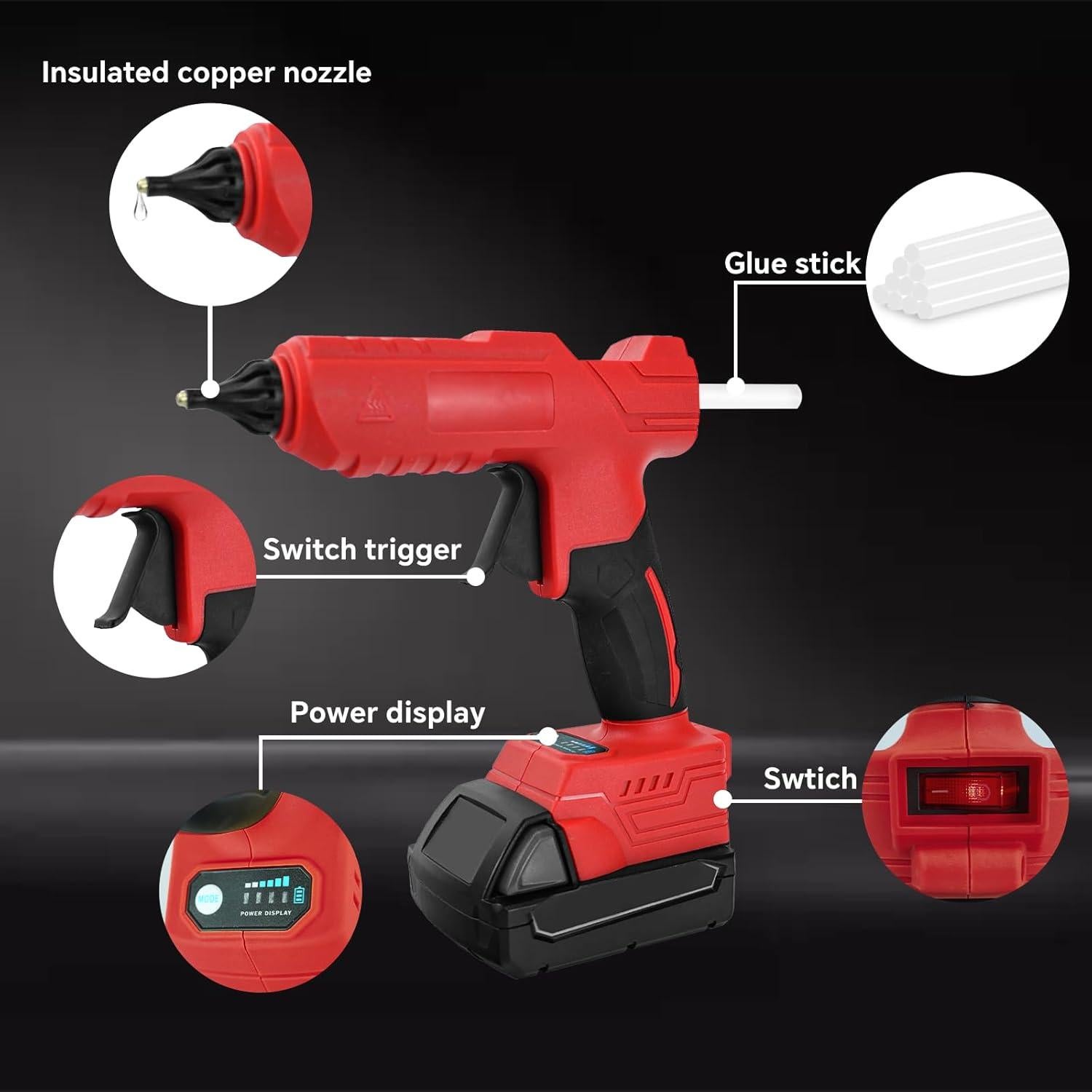Pistola de Pegamento Caliente Inalámbrica IOHBThe 20V Rápido