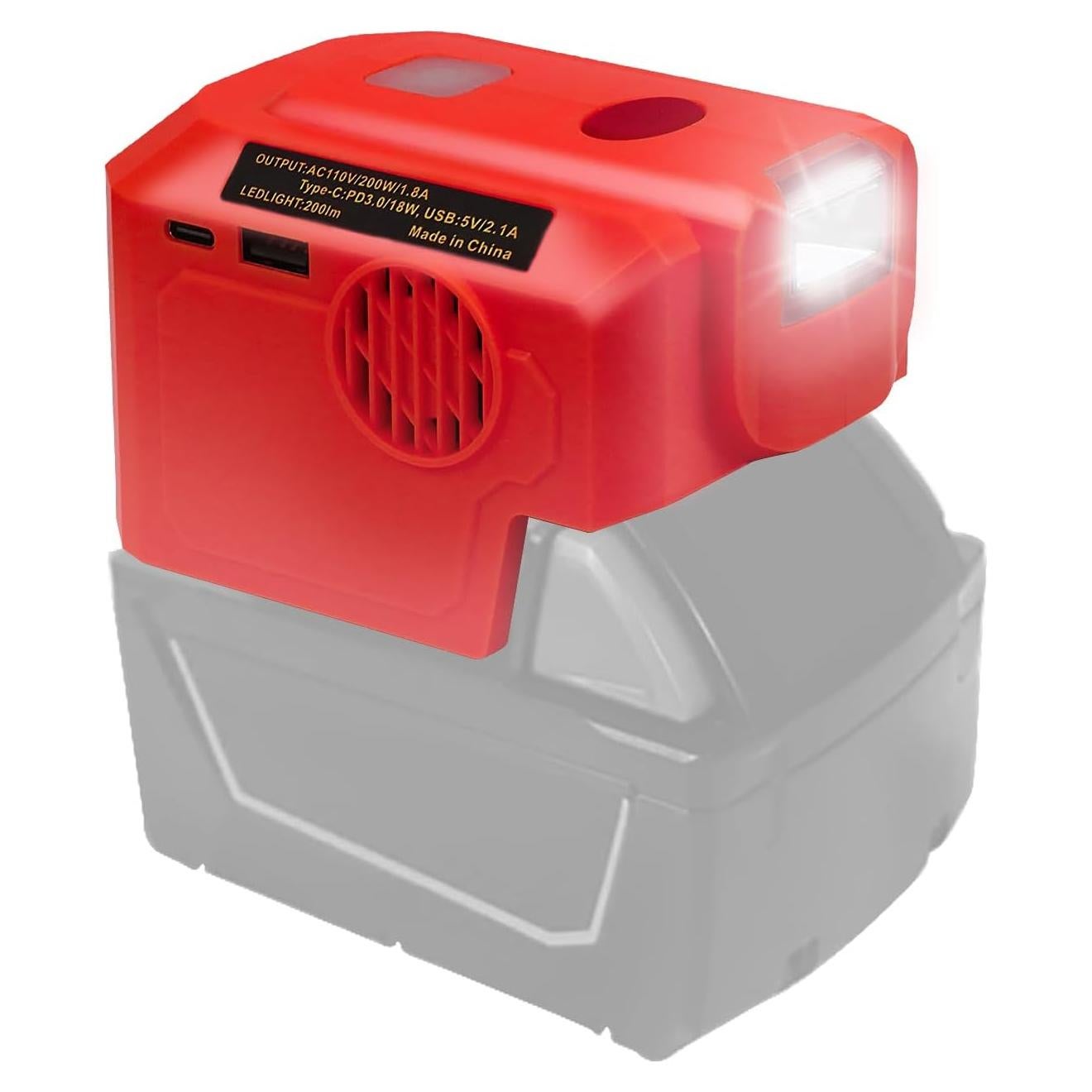 Inversor de Potencia 200W Milwaukee M18B con USB y LED