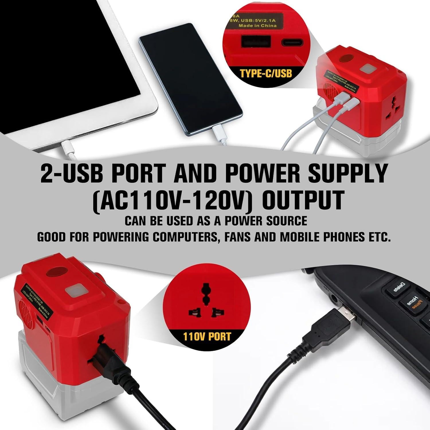 Inversor de Potencia 200W Milwaukee M18B con USB y LED