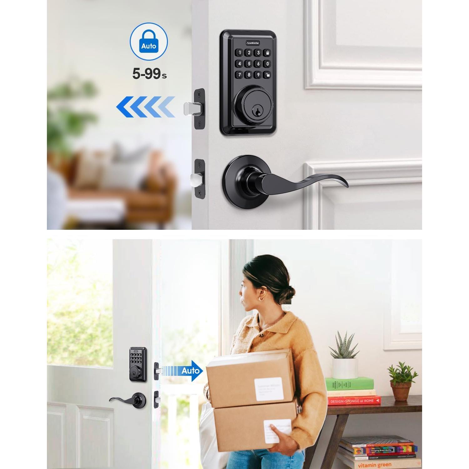 Cerradura Electrónica Sin Llave ApeStellar AS-DL01 - Teclado, 2 Manijas, Bloqueo Automático