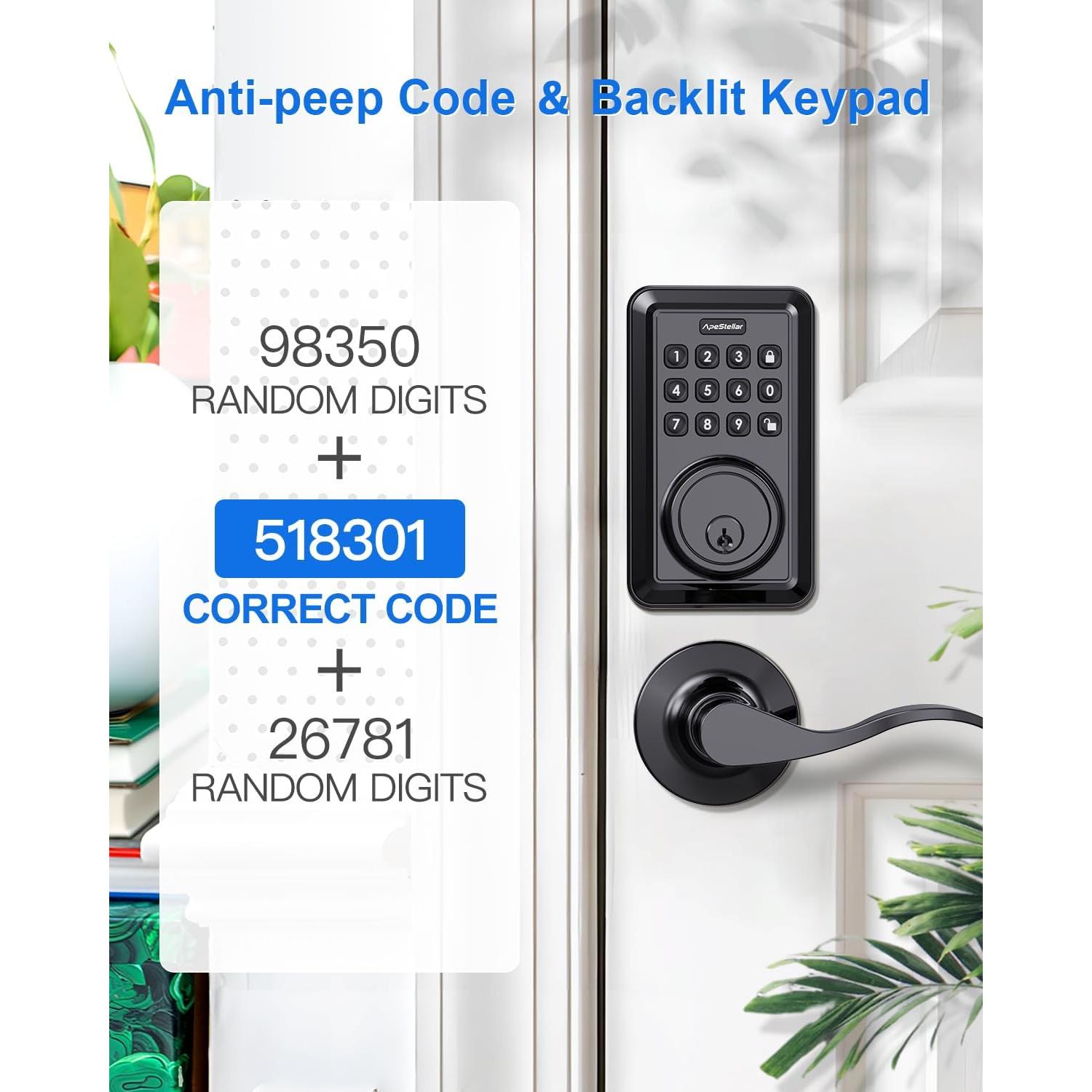 Cerradura Electrónica Sin Llave ApeStellar AS-DL01 - Teclado, 2 Manijas, Bloqueo Automático