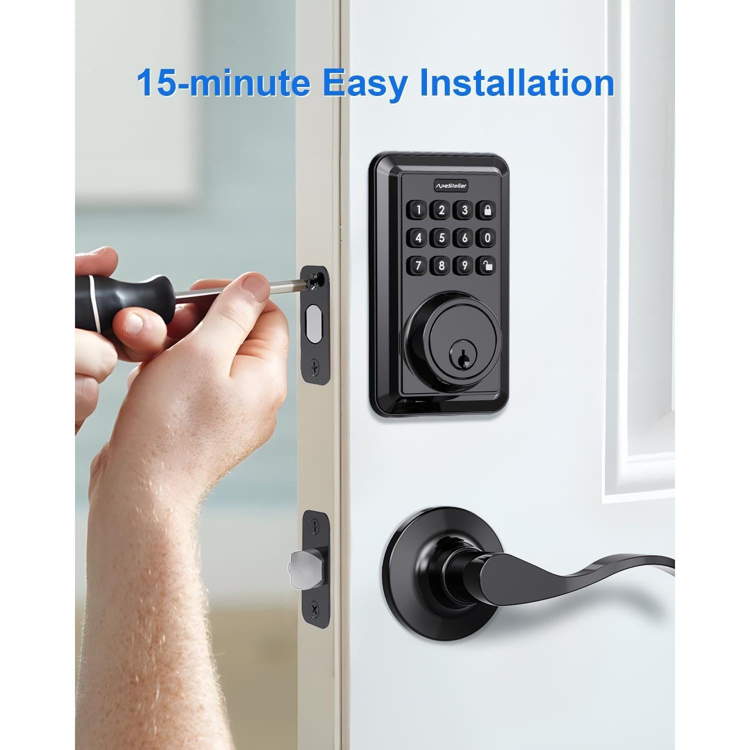 Cerradura Electrónica Sin Llave ApeStellar AS-DL01 - Teclado, 2 Manijas, Bloqueo Automático