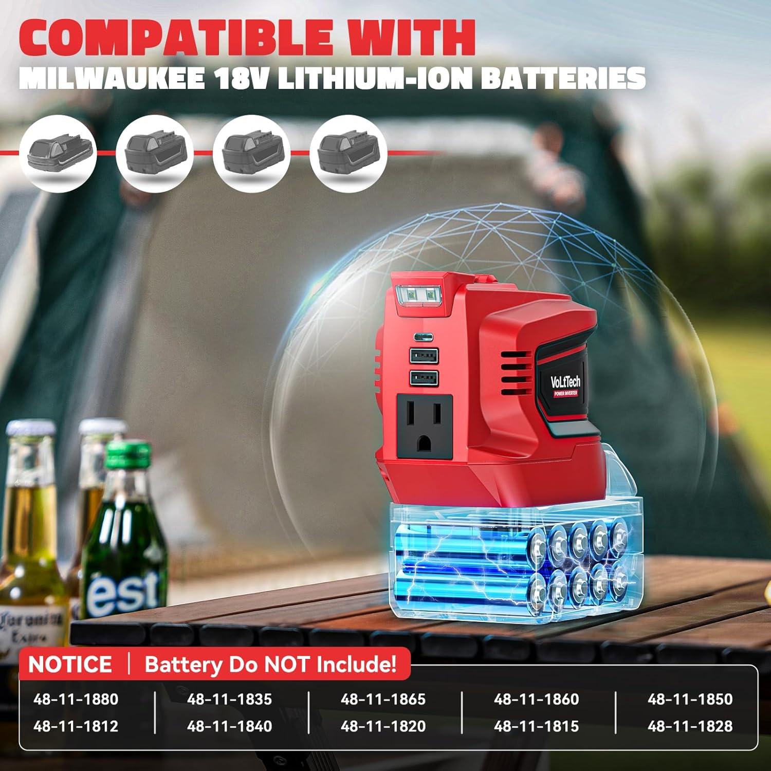 Inversor de Potencia VoLtTech 200W para Batería Milwaukee 18V