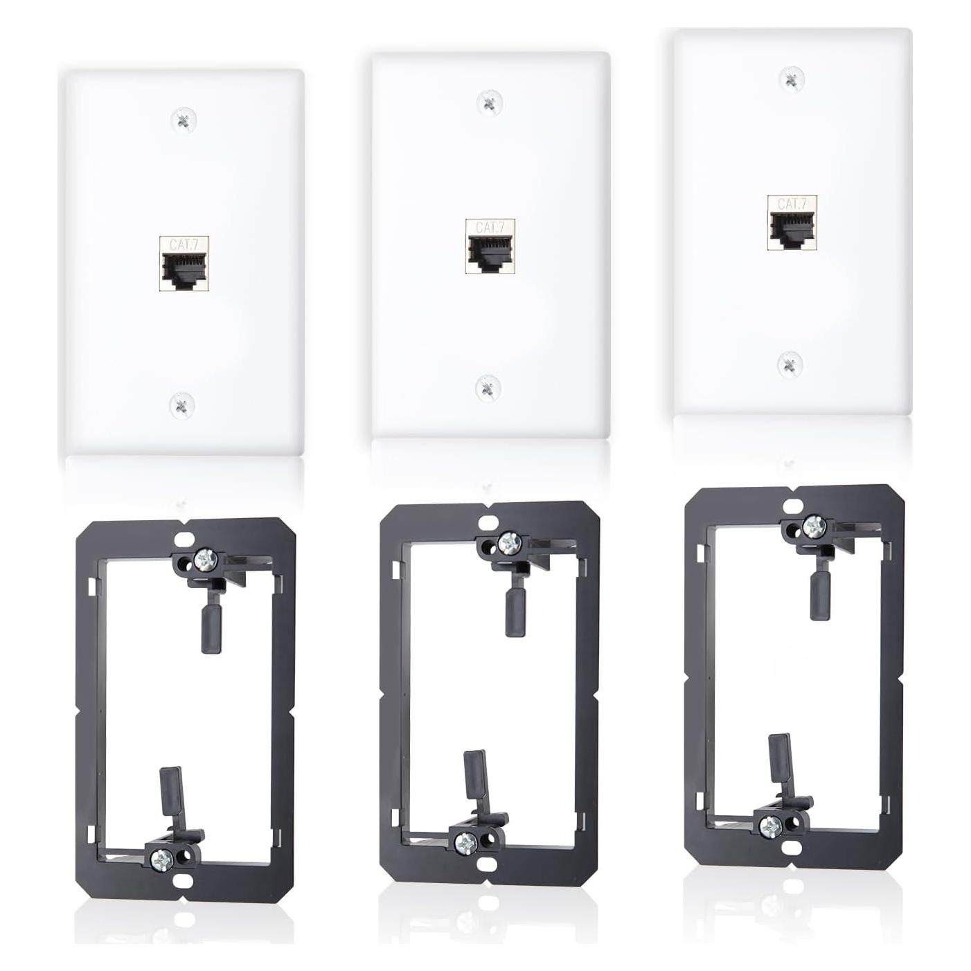 Placa de Pared FANYINTY CAT7 3 Puertos RJ45 Acoplador Blindado