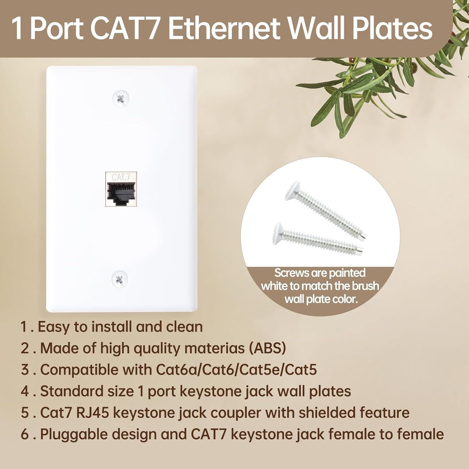 Placa de Pared FANYINTY CAT7 3 Puertos RJ45 Acoplador Blindado