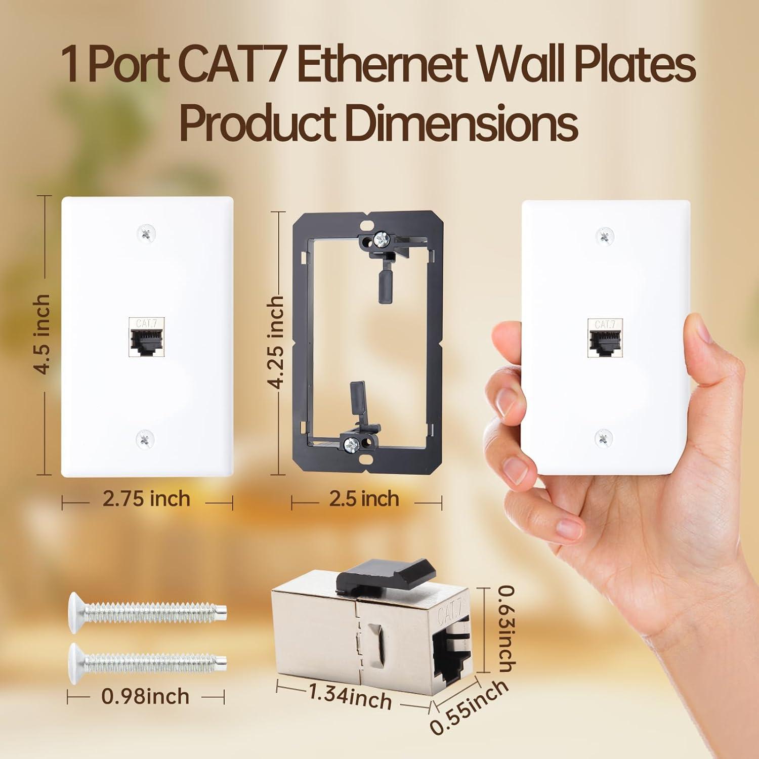 Placa de Pared FANYINTY CAT7 3 Puertos RJ45 Acoplador Blindado