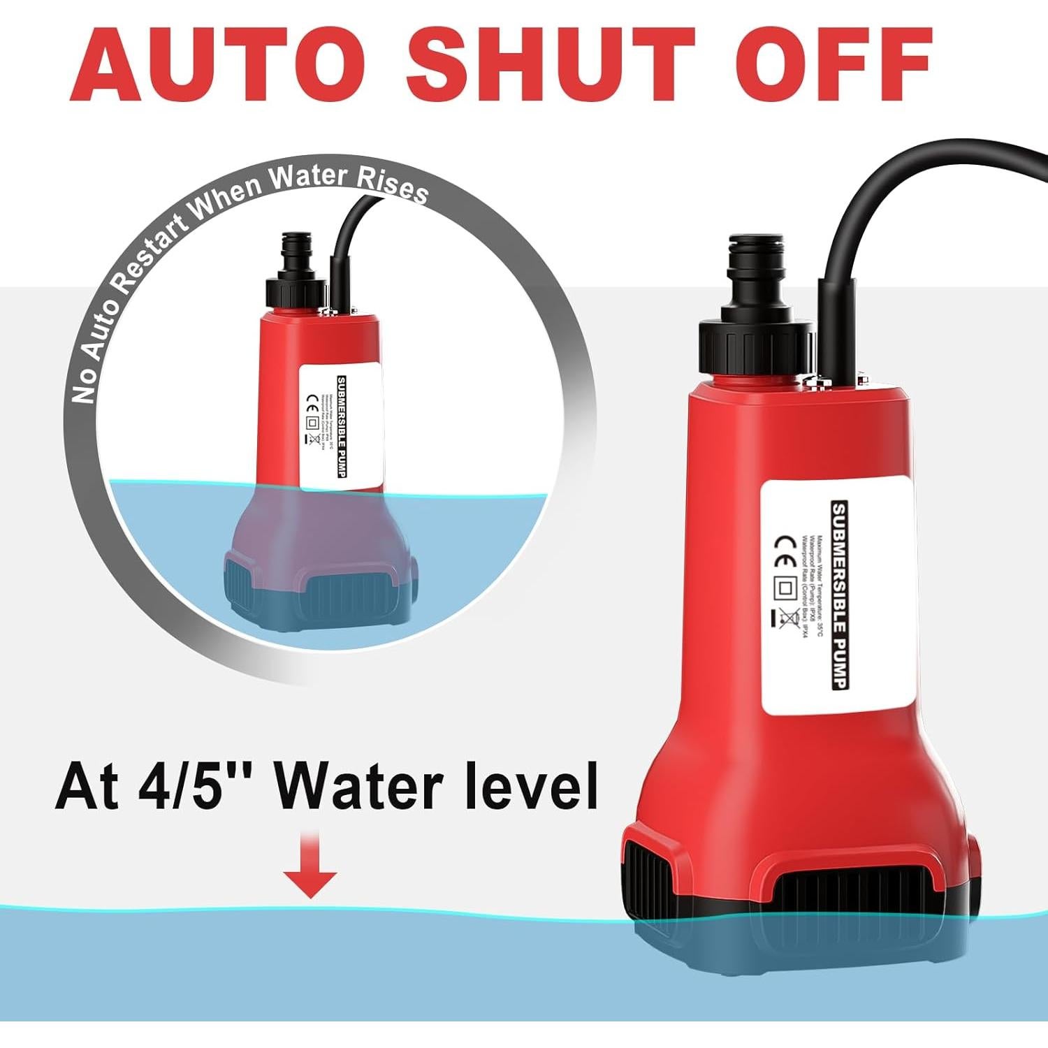 Bomba de Agua Sumergible Inalámbrica Danero 80W 475GPH