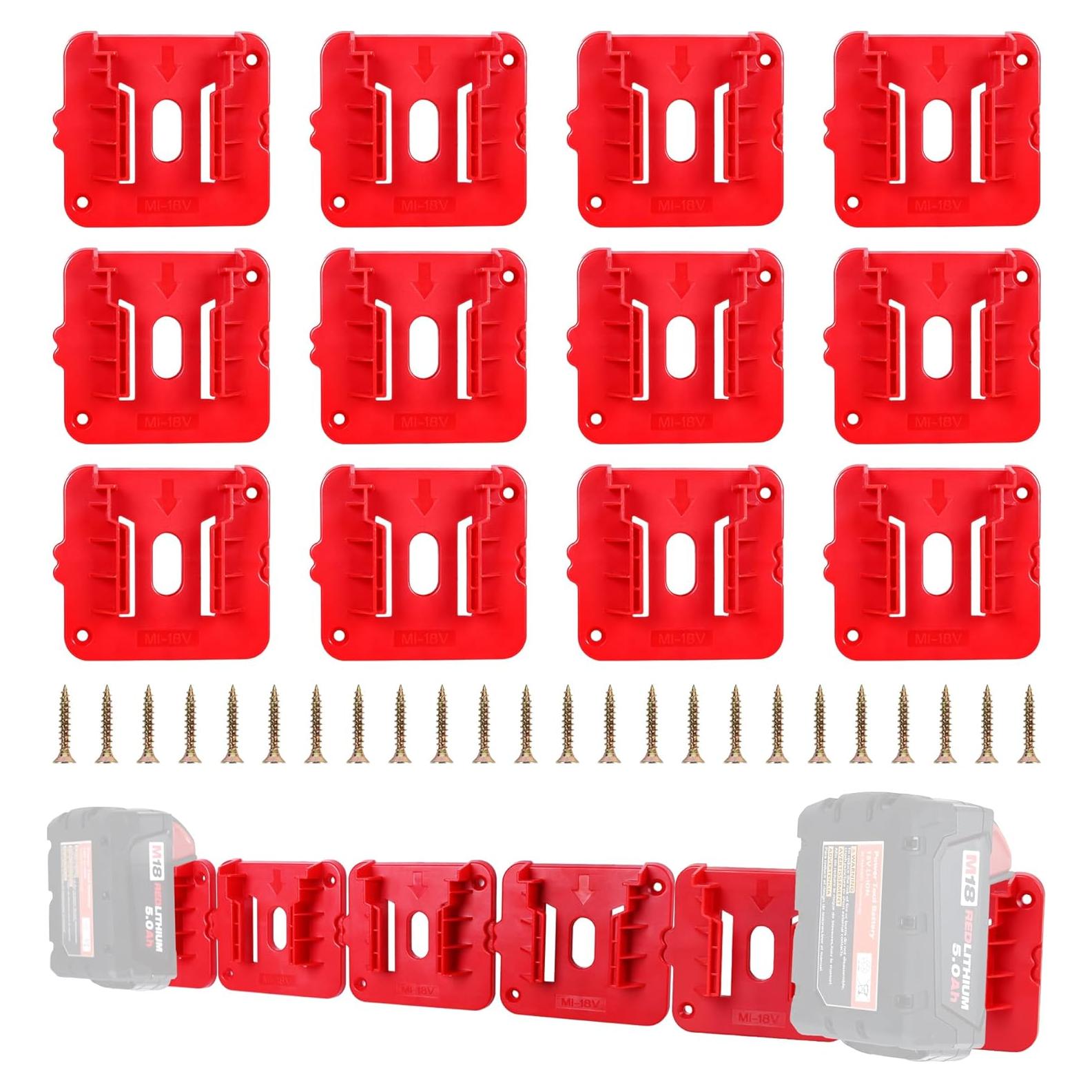 Soporte de Batería Milwaukee M18 18V con 12 Paquetes y Tornillos