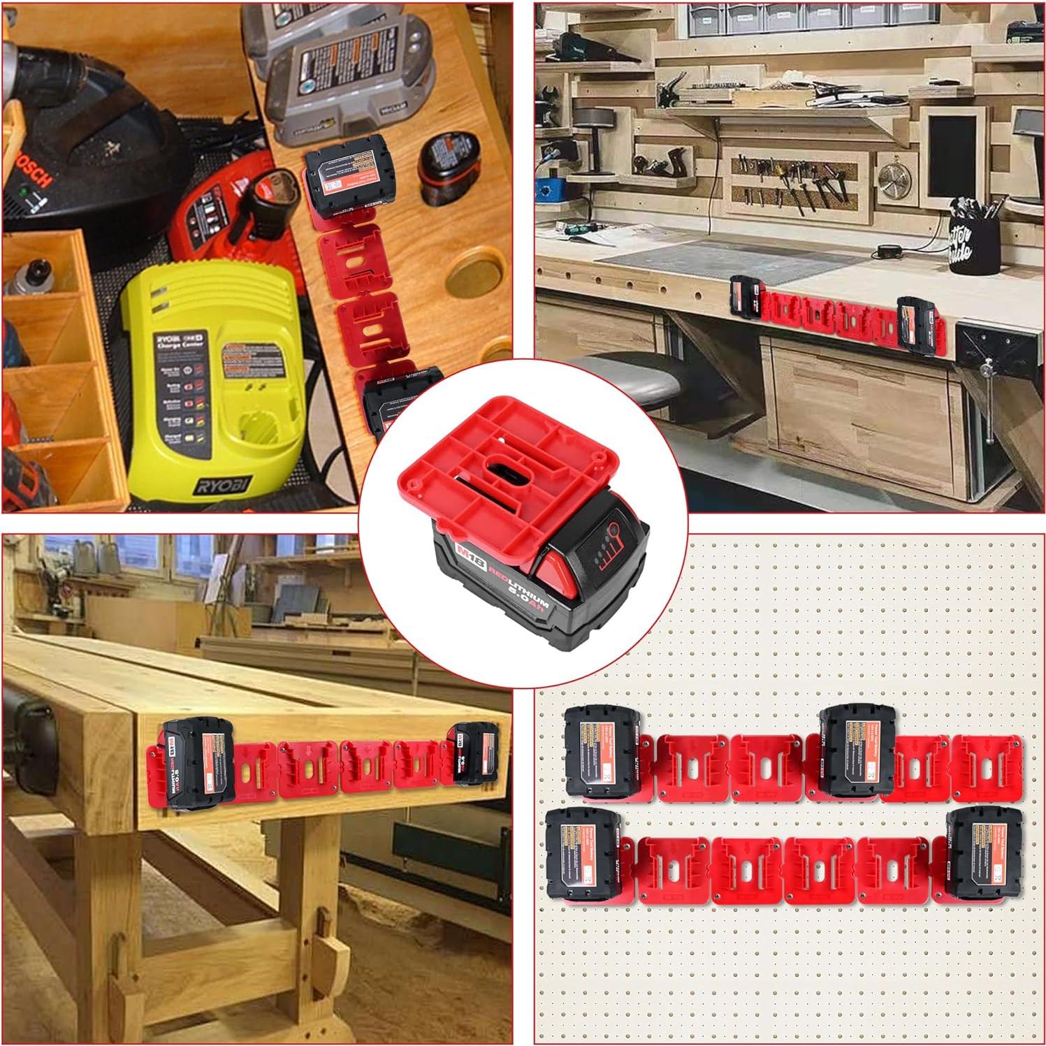 Soporte de Batería Milwaukee M18 18V con 12 Paquetes y Tornillos