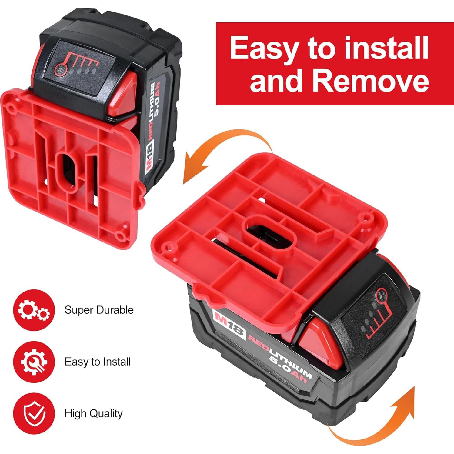 Soporte de Batería Milwaukee M18 18V con 12 Paquetes y Tornillos