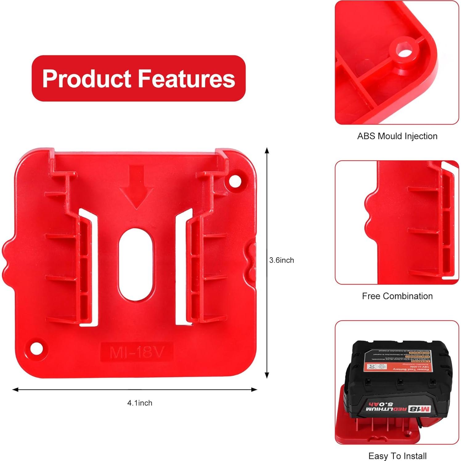 Soporte de Batería Milwaukee M18 18V con 12 Paquetes y Tornillos