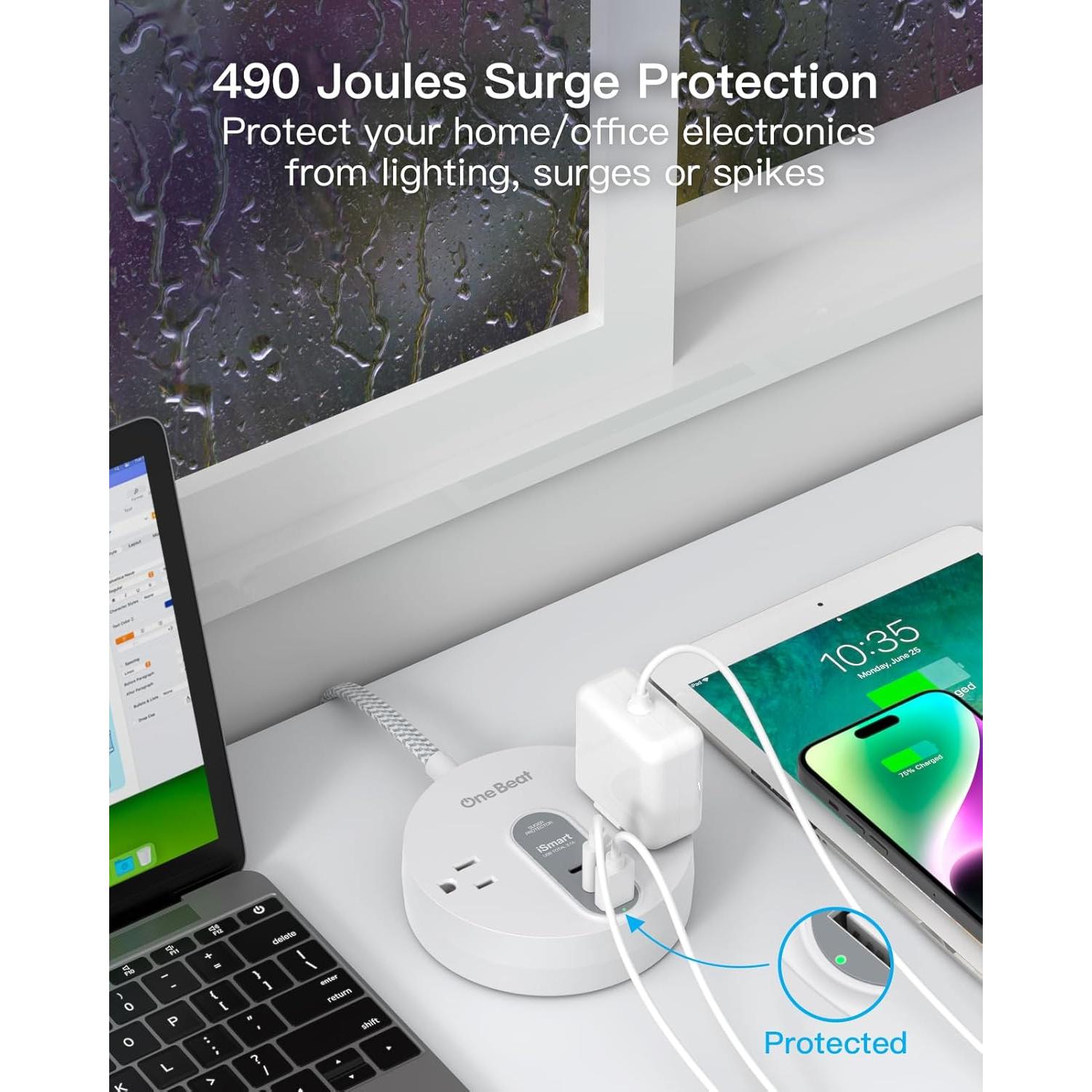 Regleta de Protección One Beat OBT2UC con 2 USB C y 3 USB