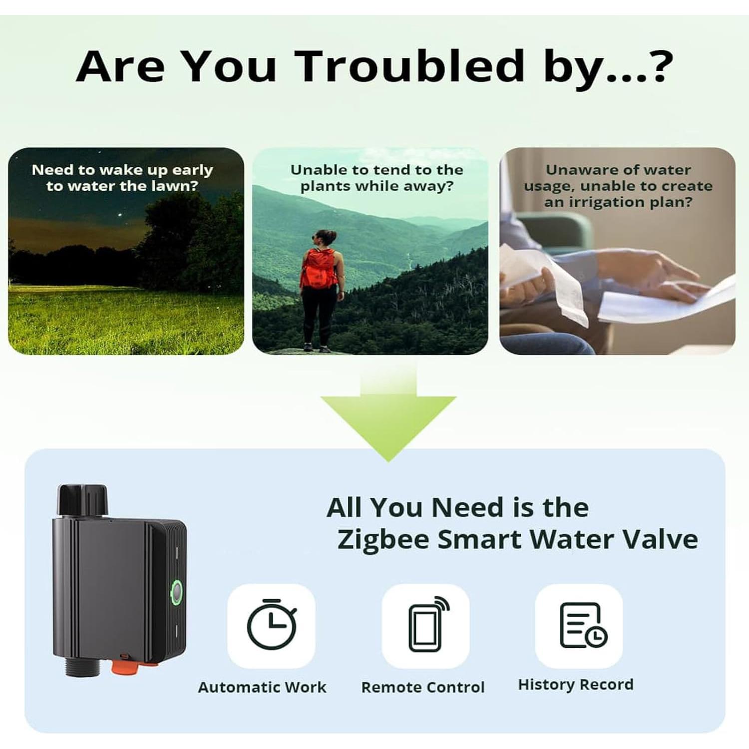 Válvula de Agua Inteligente Smilewolf Zigbee 3.0 Riego Automático