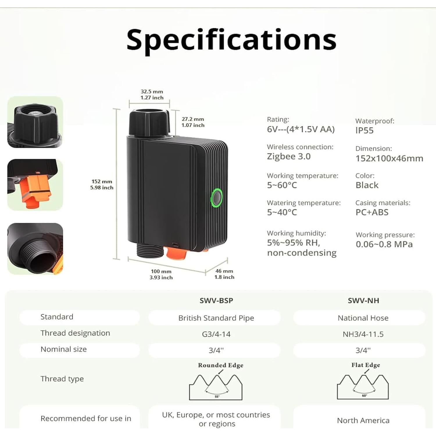 Válvula de Agua Inteligente Smilewolf Zigbee 3.0 Riego Automático