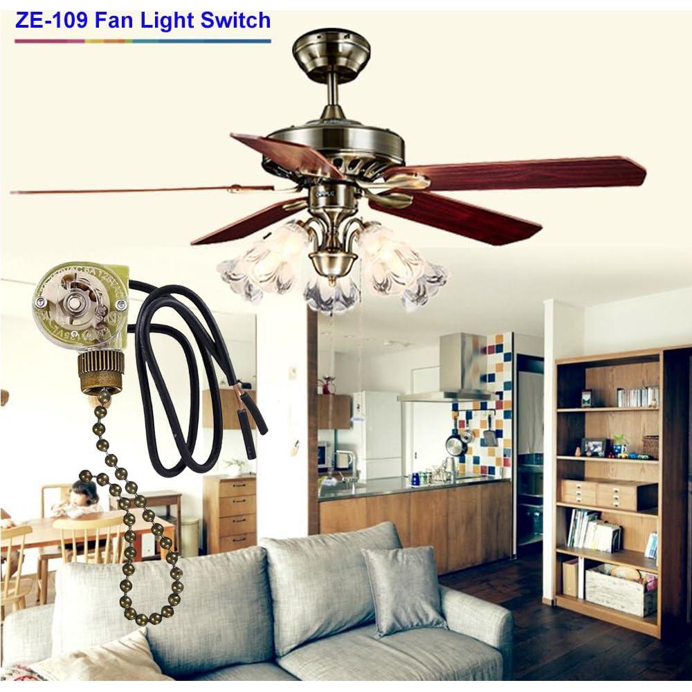 Interruptor de Luz Zing Ear ZE-109 para Ventilador de Techo - Paquete de 2, Bronce