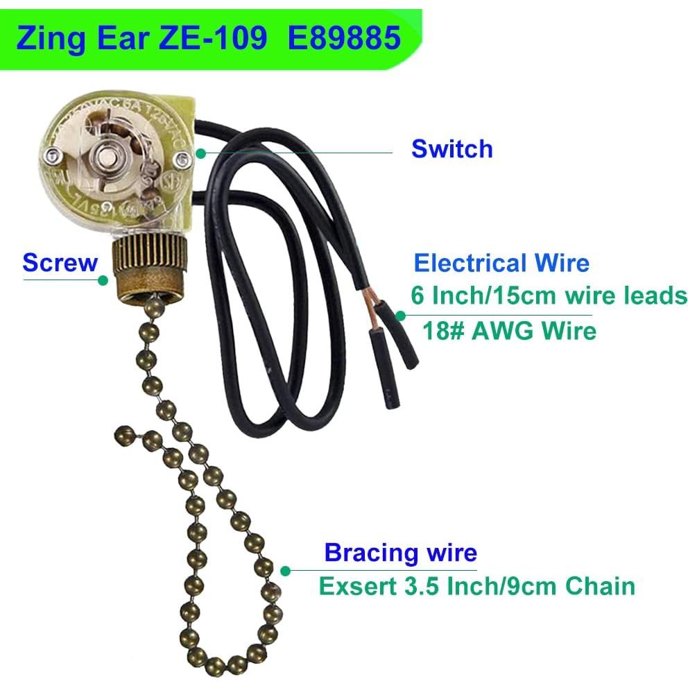 Interruptor de Luz Zing Ear ZE-109 para Ventilador de Techo - Paquete de 2, Bronce
