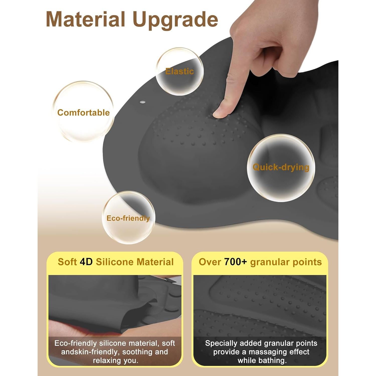 Almohada de Baño THINKKEEN de Silicona con 35 Ventosas Antideslizantes