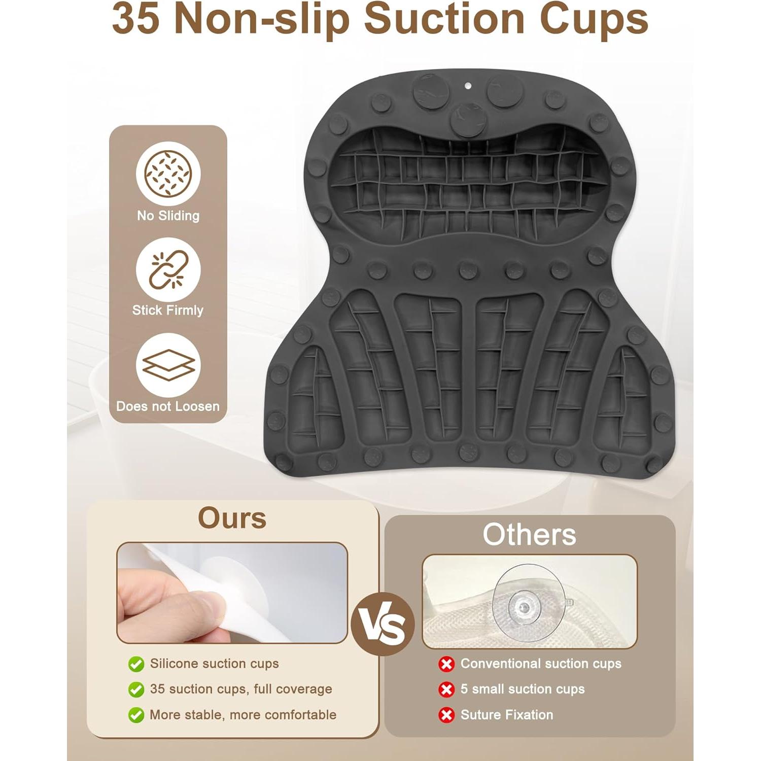 Almohada de Baño THINKKEEN de Silicona con 35 Ventosas Antideslizantes