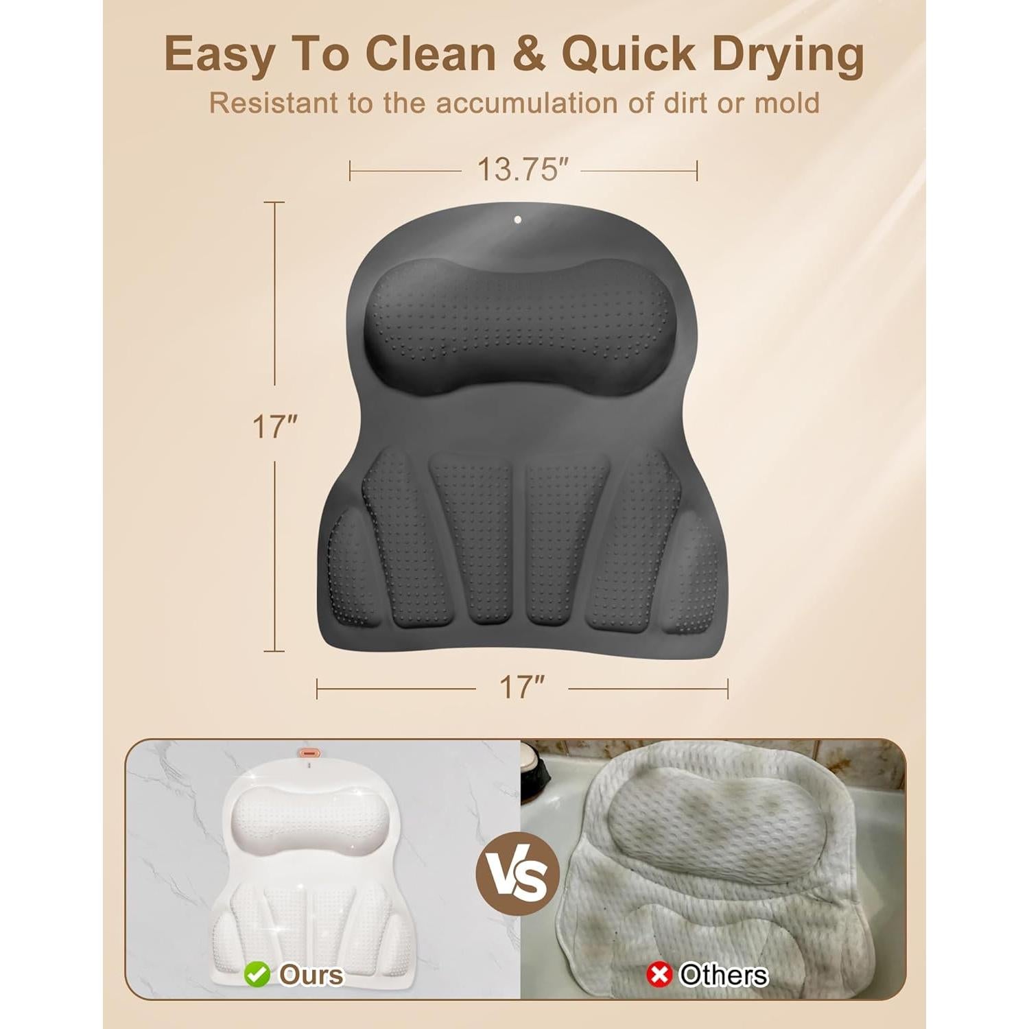 Almohada de Baño THINKKEEN de Silicona con 35 Ventosas Antideslizantes