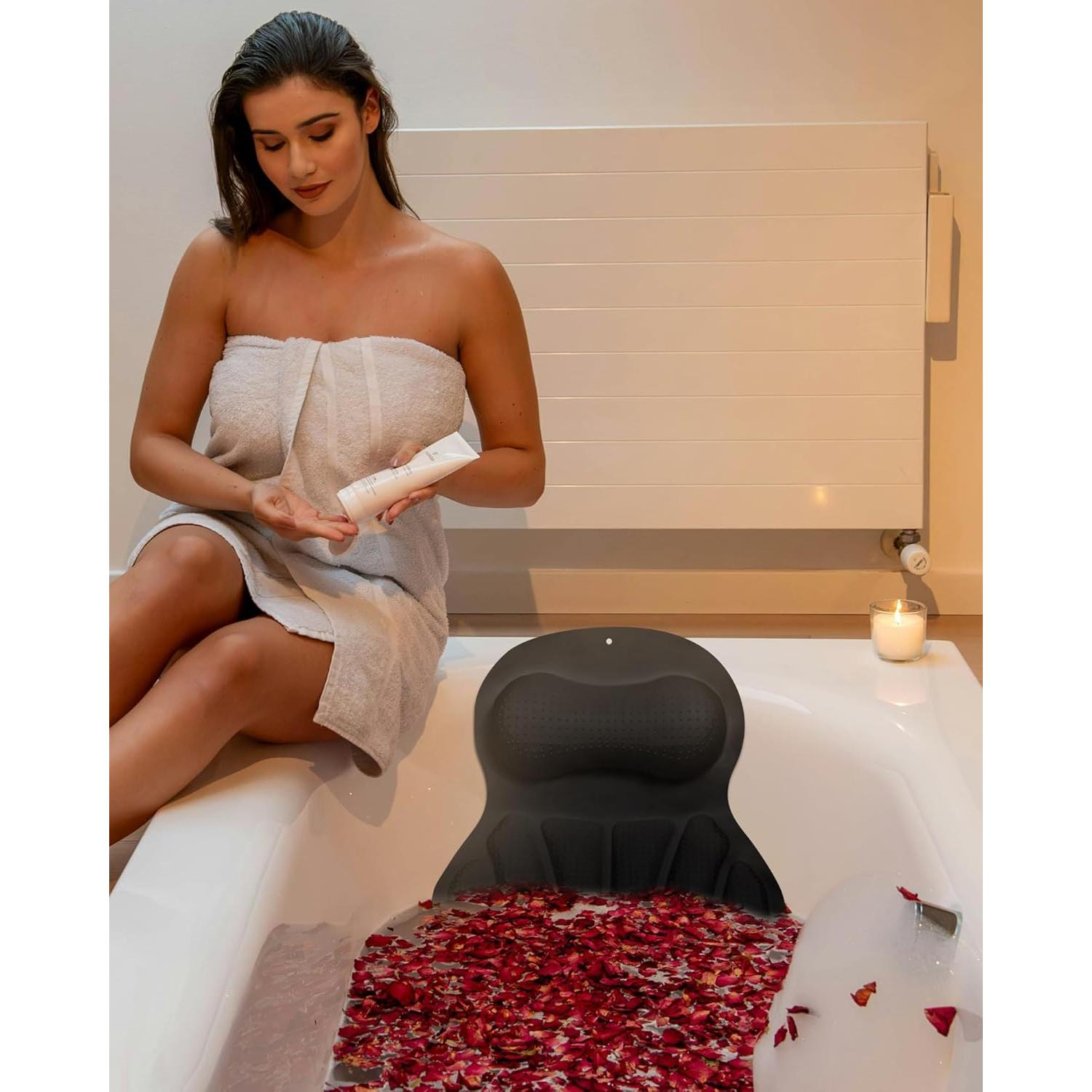 Almohada de Baño THINKKEEN de Silicona con 35 Ventosas Antideslizantes