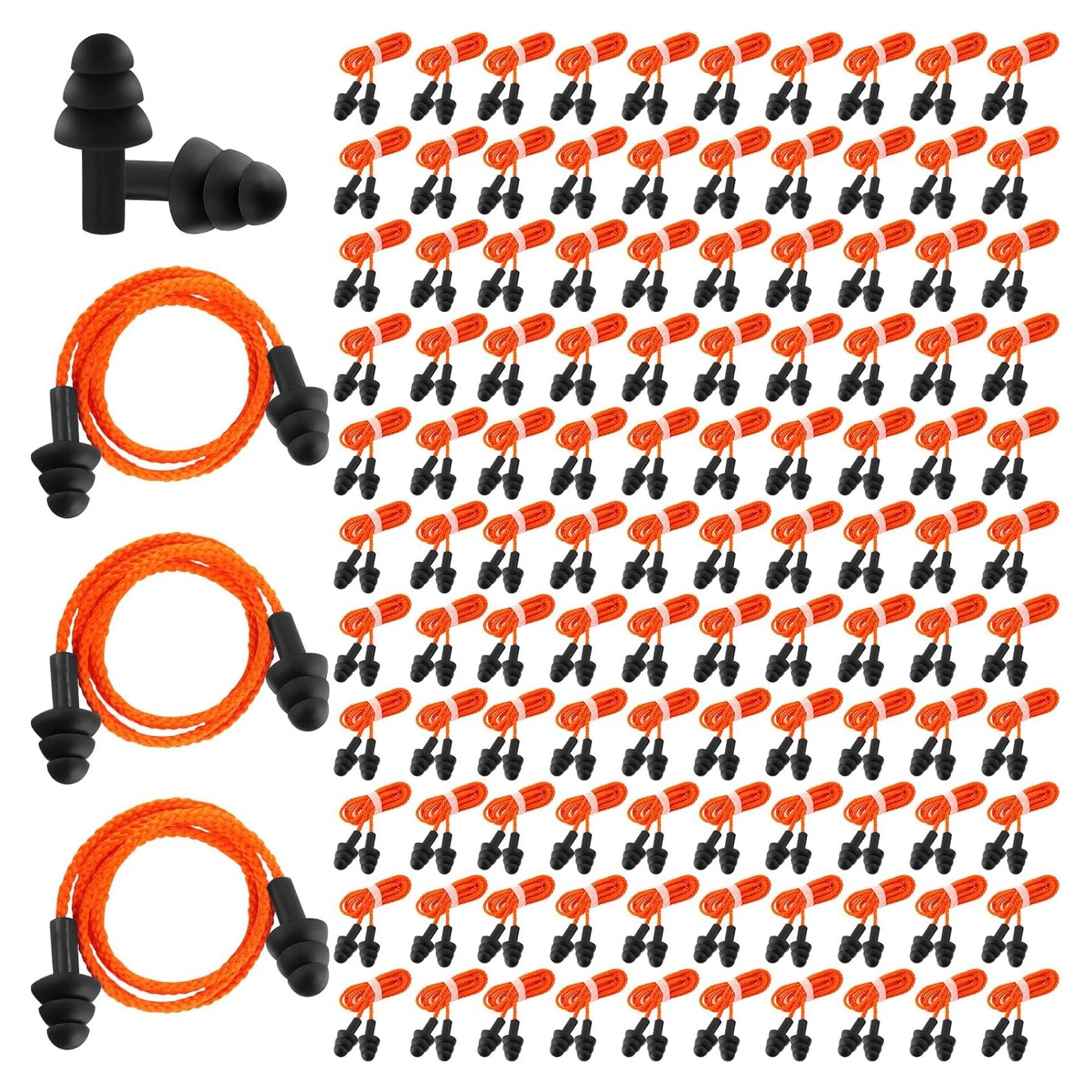 Tapones para Oídos Xuhal 200 Pares Silicona con Cable Negro