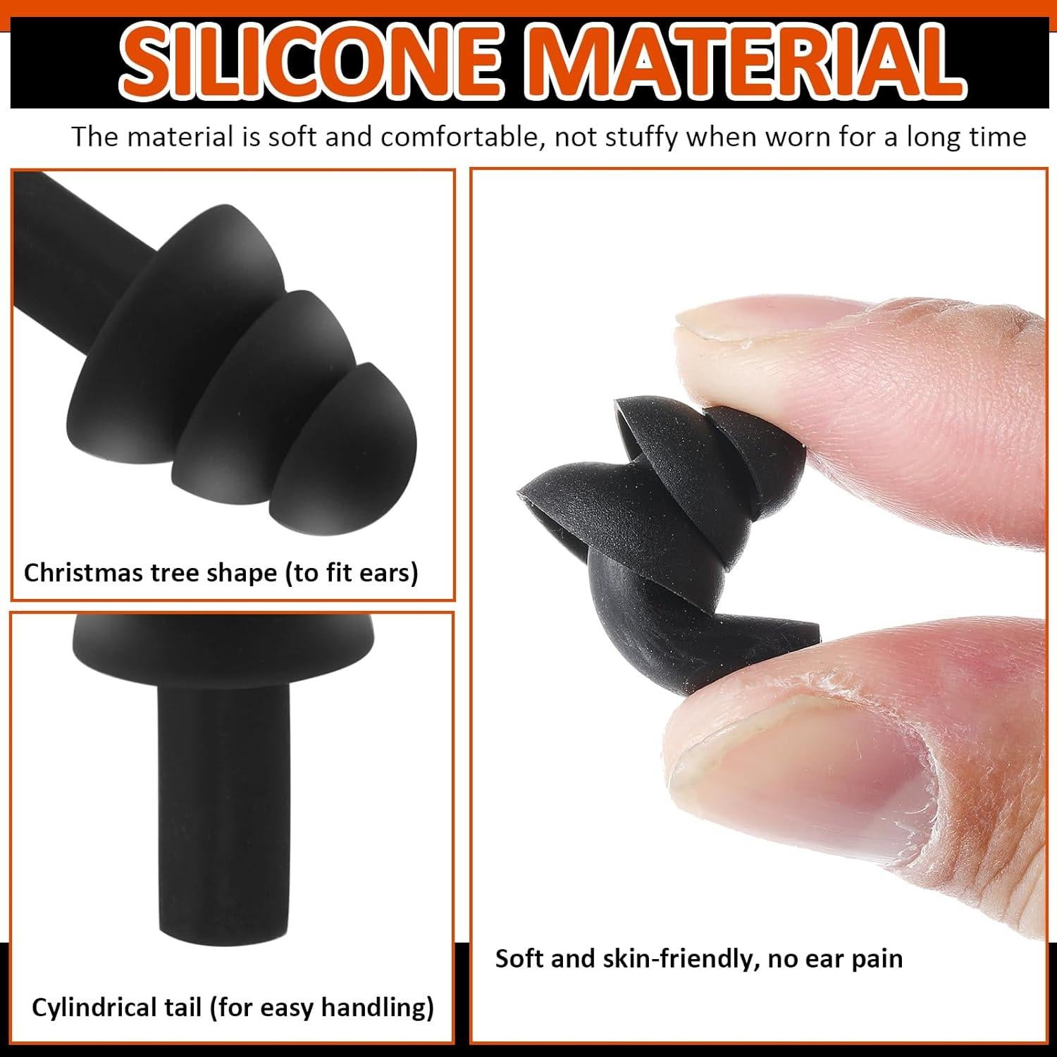 Tapones para Oídos Xuhal 200 Pares Silicona con Cable Negro